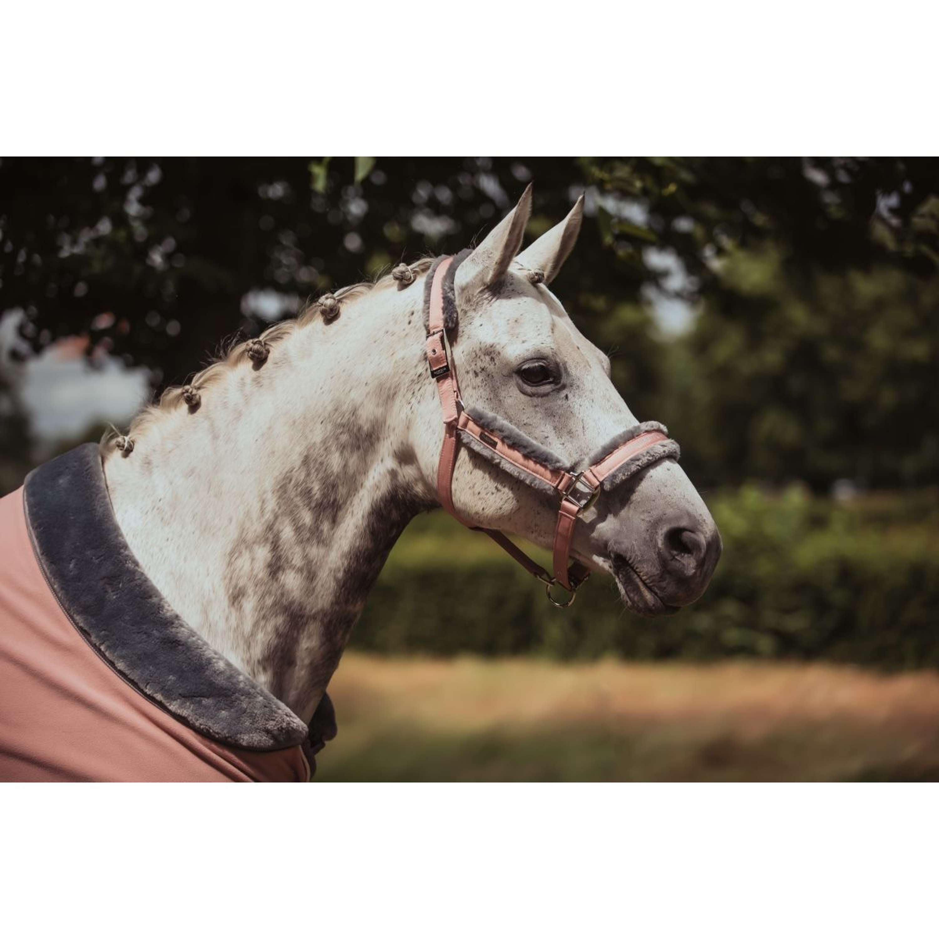 Equestrian Stockholm Derka polarowa z futerkiem różowa