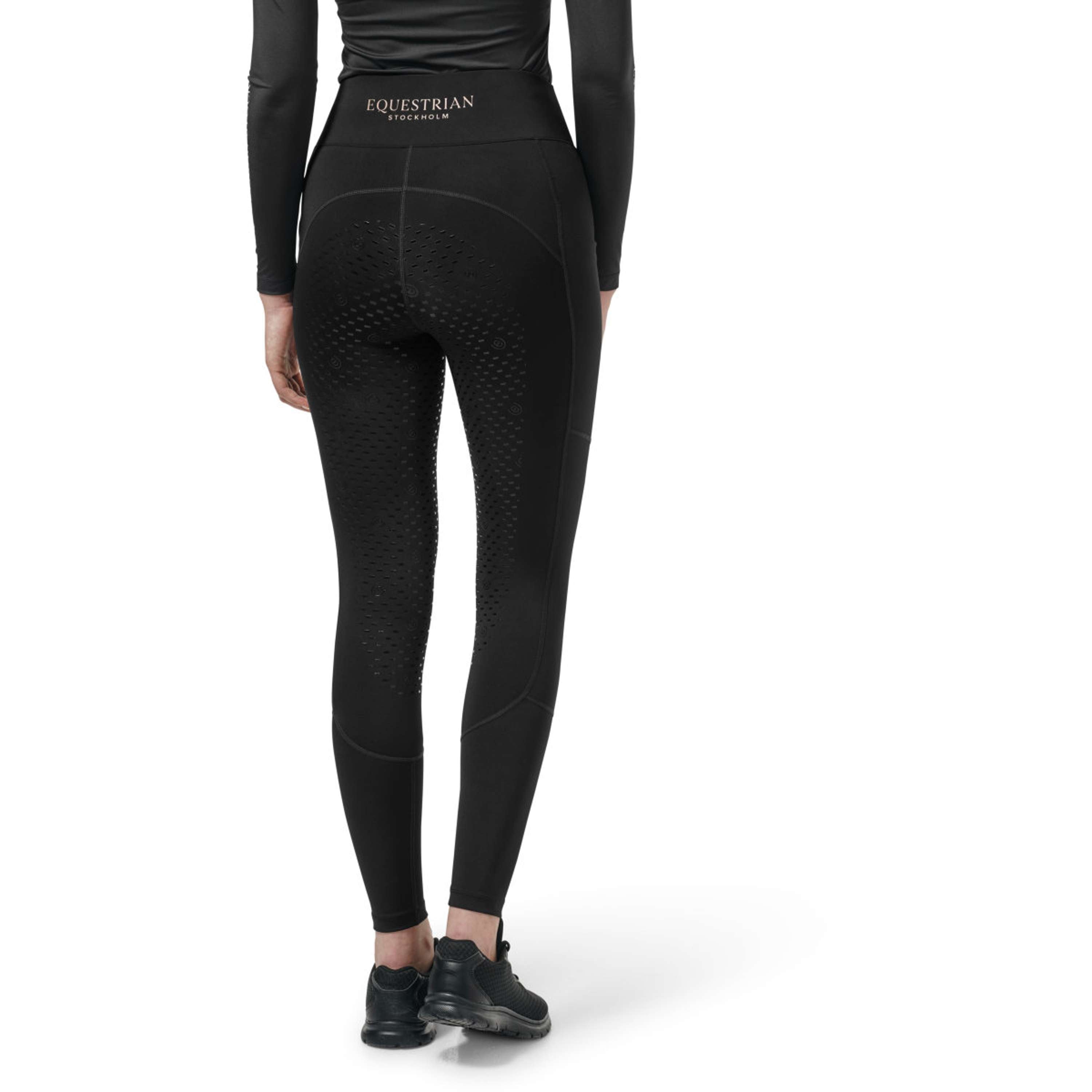 Equestrian Stockholm Legginsy Jeździeckie Movement Full Grip Czarny/Pudroworóżowy