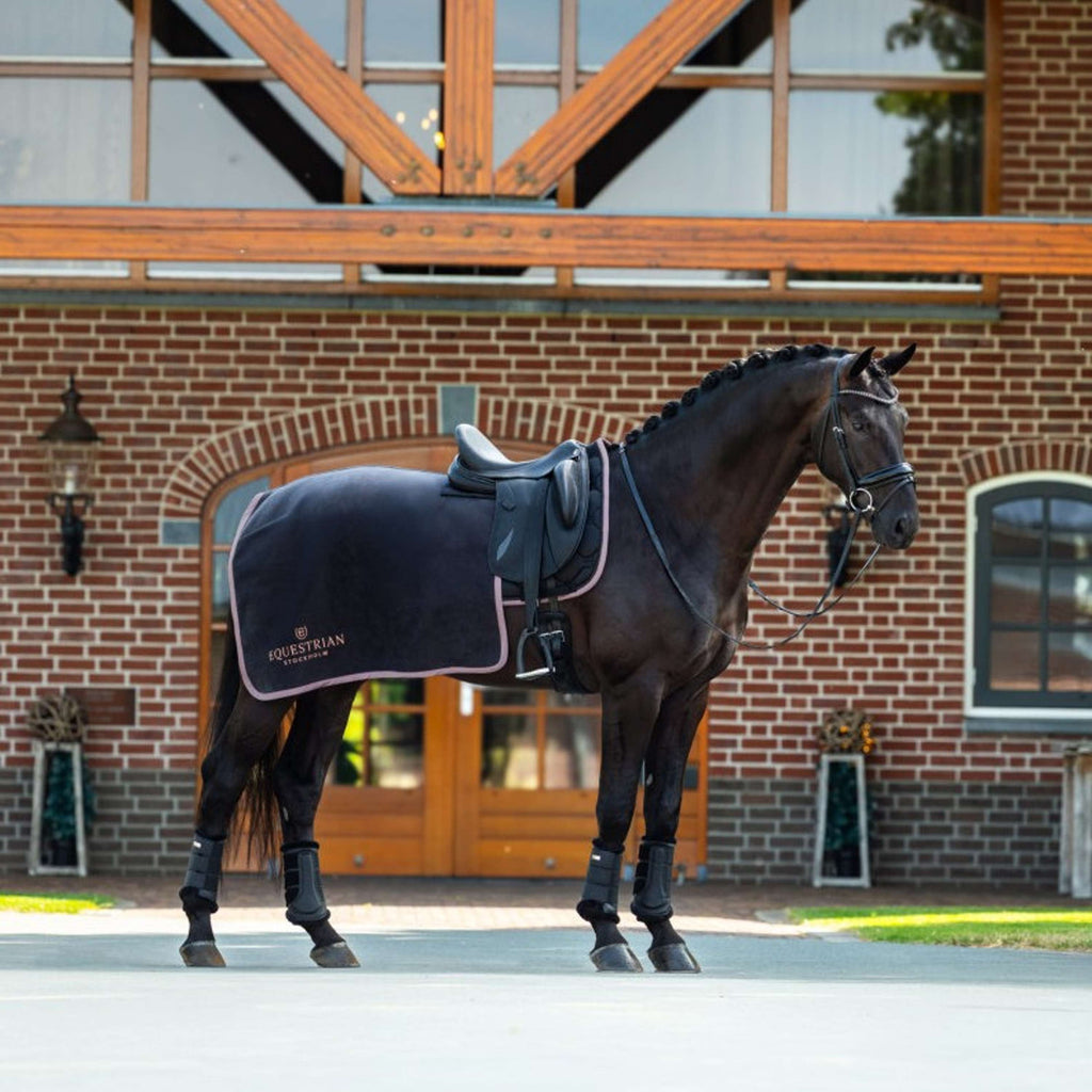 Equestrian Stockholm Derka Na Zad Heavy Fleece Czarny/Pudroworóżowy