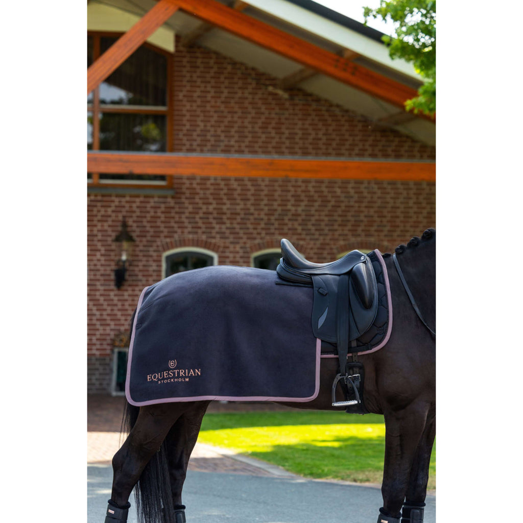 Equestrian Stockholm Derka Na Zad Heavy Fleece Czarny/Pudroworóżowy