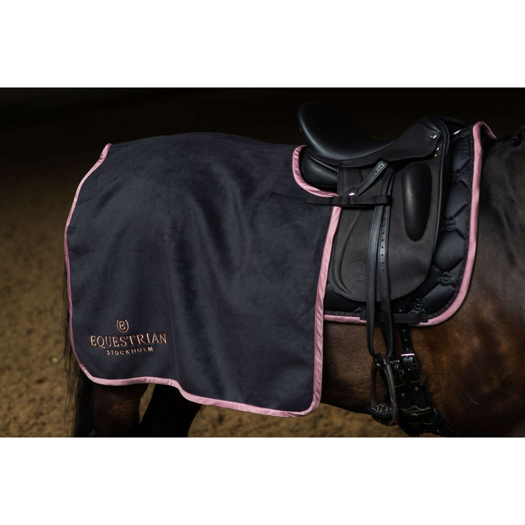 Equestrian Stockholm Derka Na Zad Heavy Fleece Czarny/Pudroworóżowy