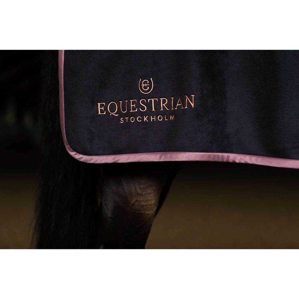 Equestrian Stockholm Derka Na Zad Heavy Fleece Czarny/Pudroworóżowy