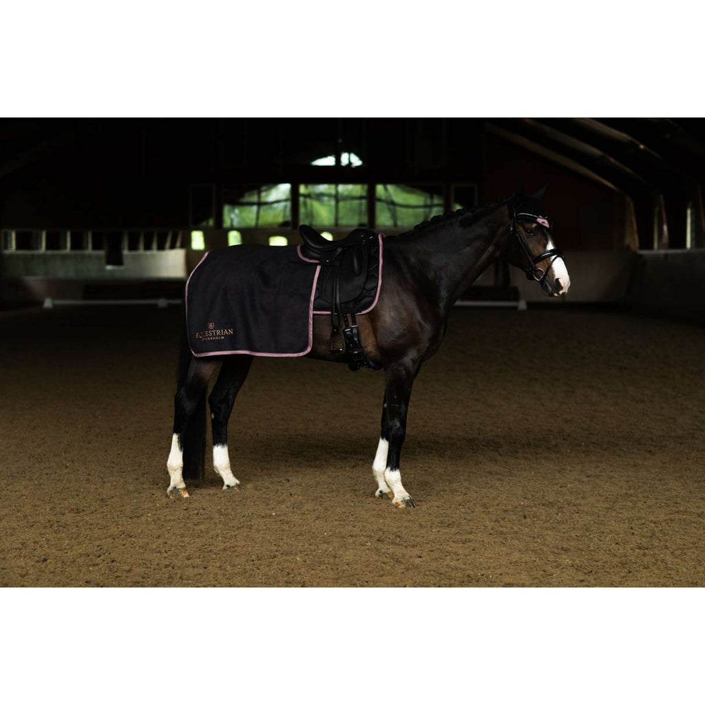 Equestrian Stockholm Derka Na Zad Heavy Fleece Czarny/Pudroworóżowy