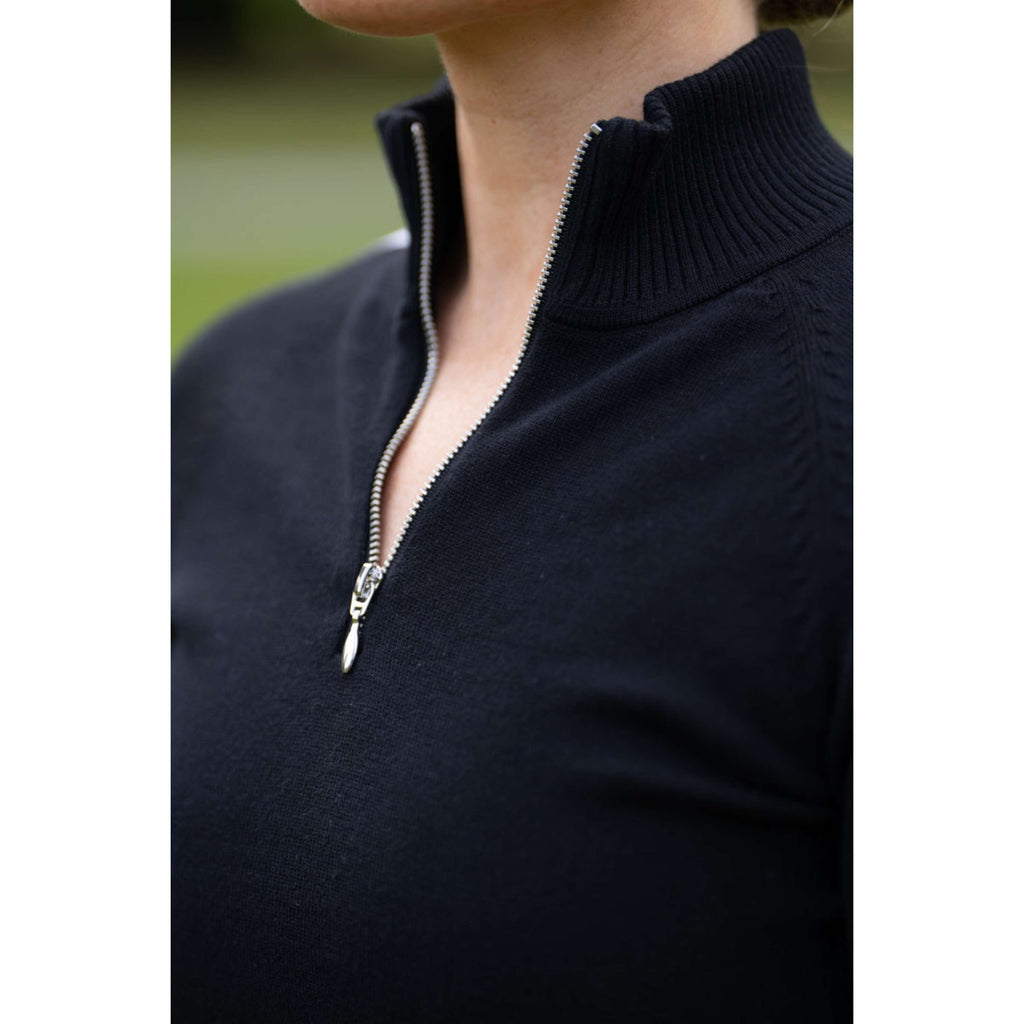 Equestrian Stockholm Knitted Zip Top Czarny