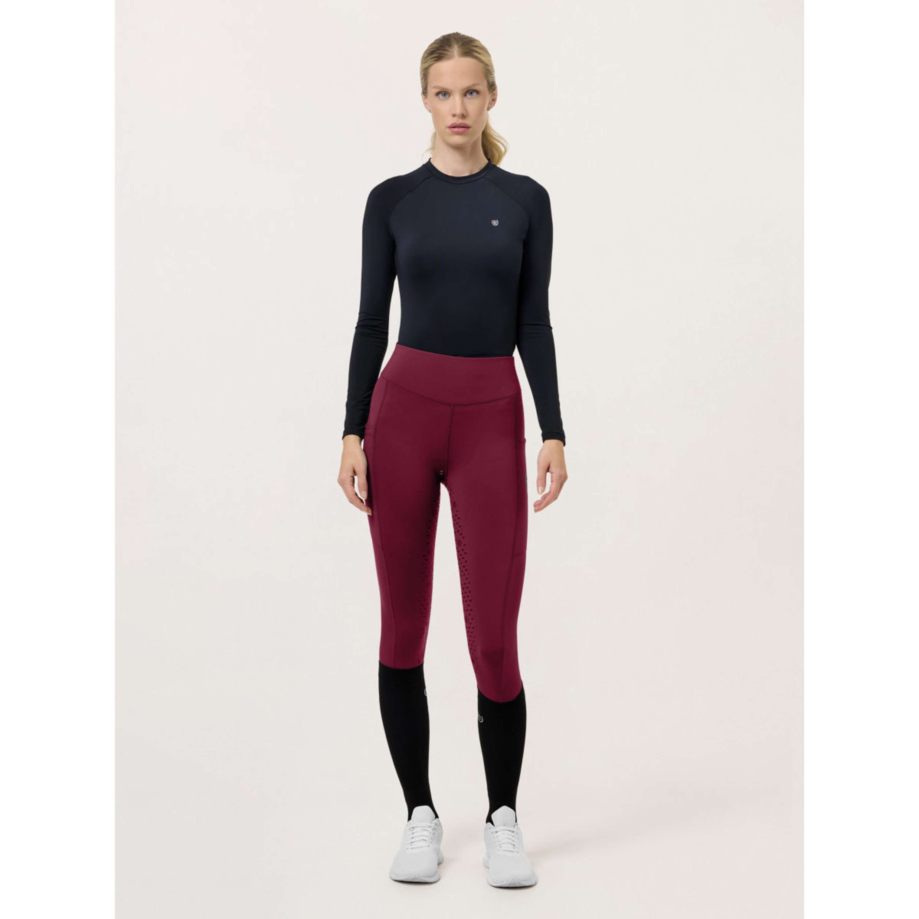Equestrian Stockholm Legginsy Jeździeckie Movement Full Grip Merlot