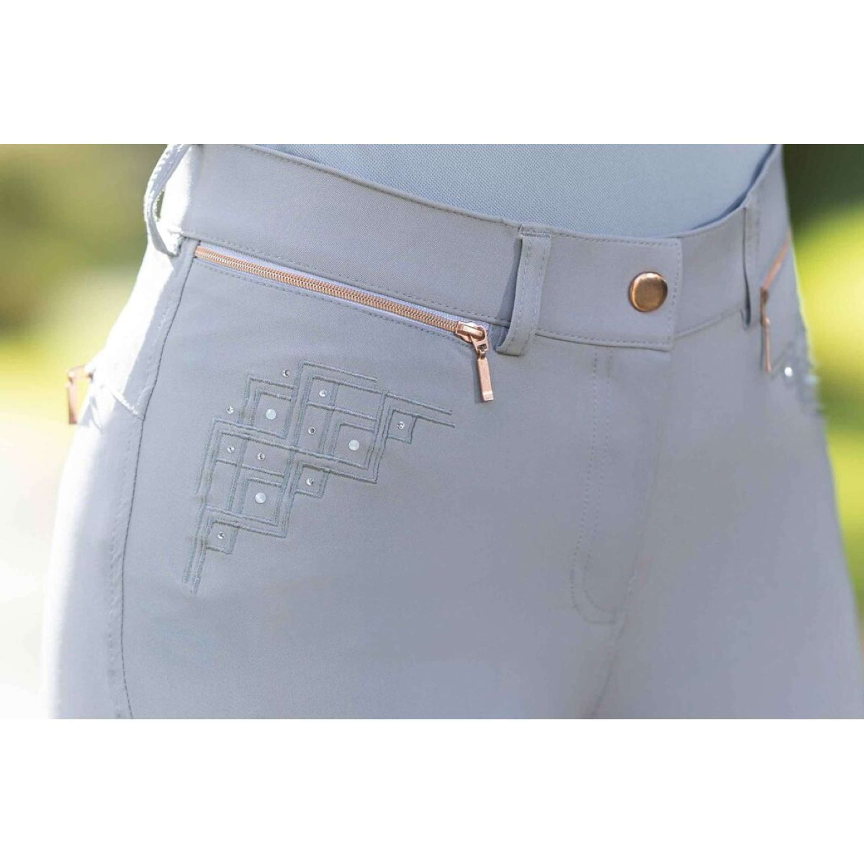 HKM Bryczesy Rosegold Sparkle Full Grip Szary/Różowy Złoty
