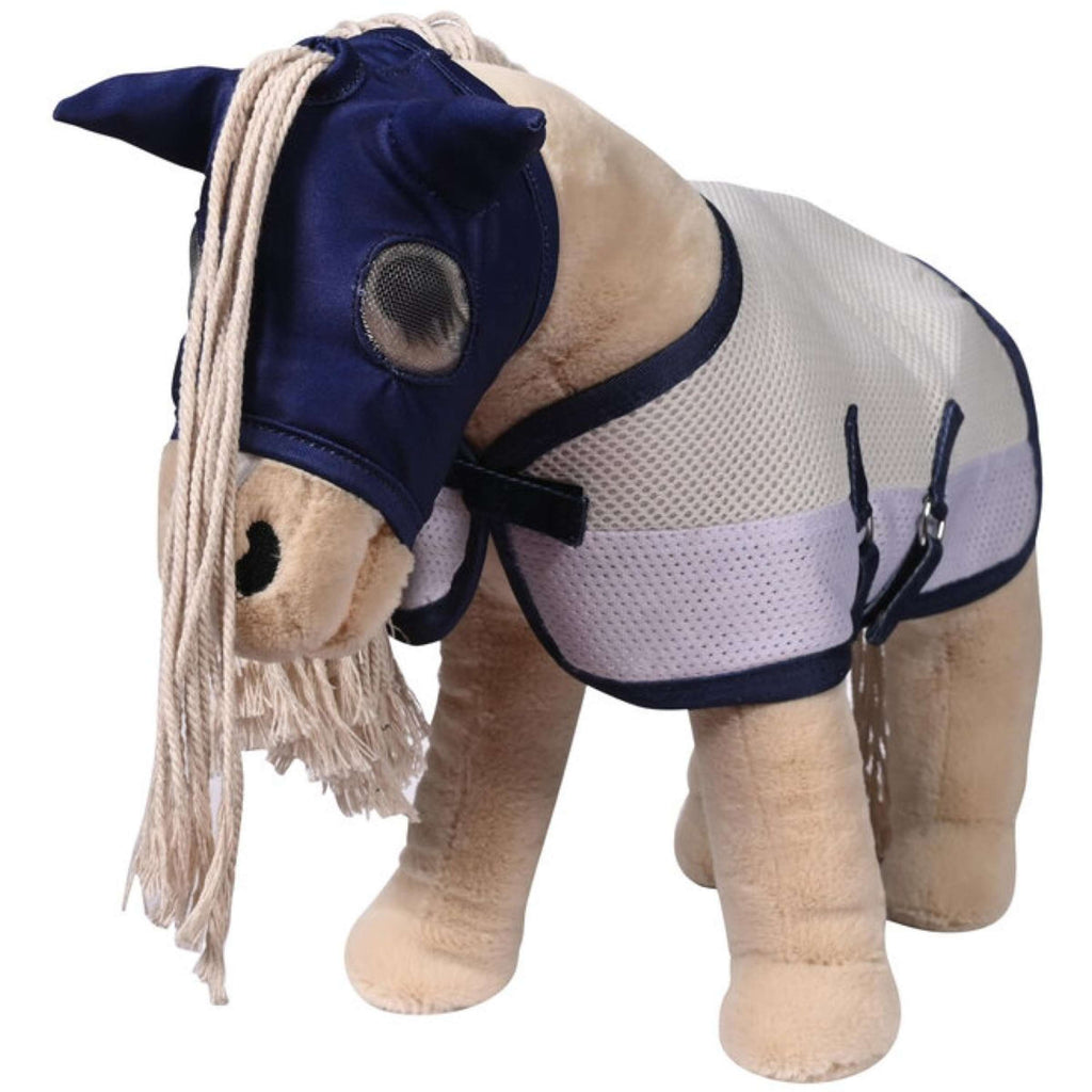 Maska przeciw owadom HKM Cuddle Horse szaro-niebieska