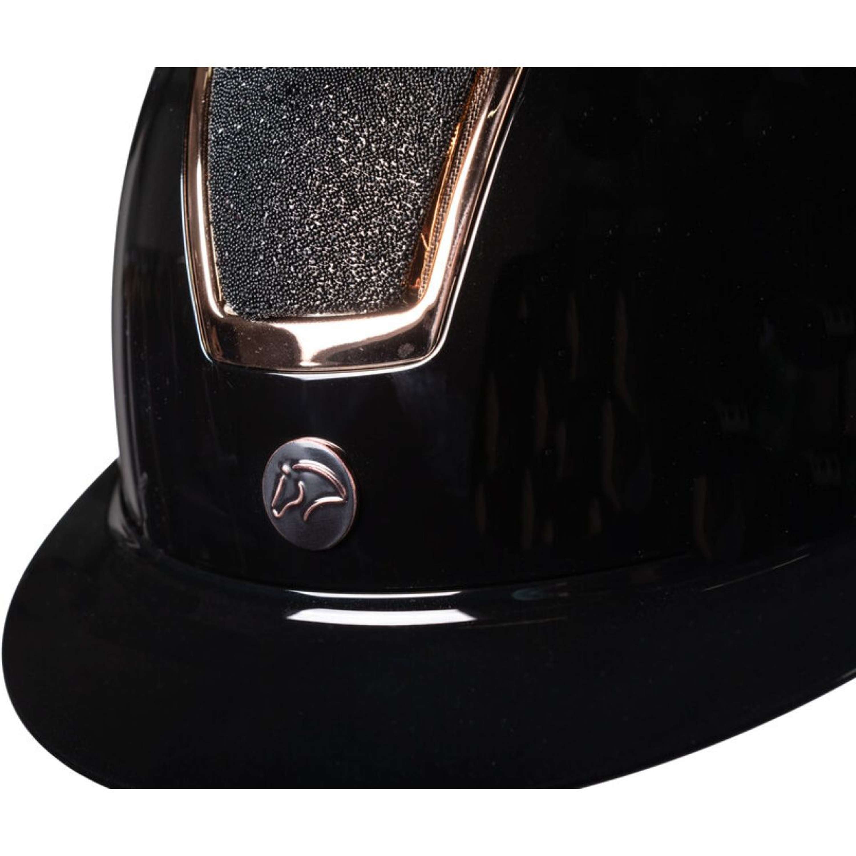 Kask jeździecki HKM Lady Shield Brillant czarny/różowe złoto