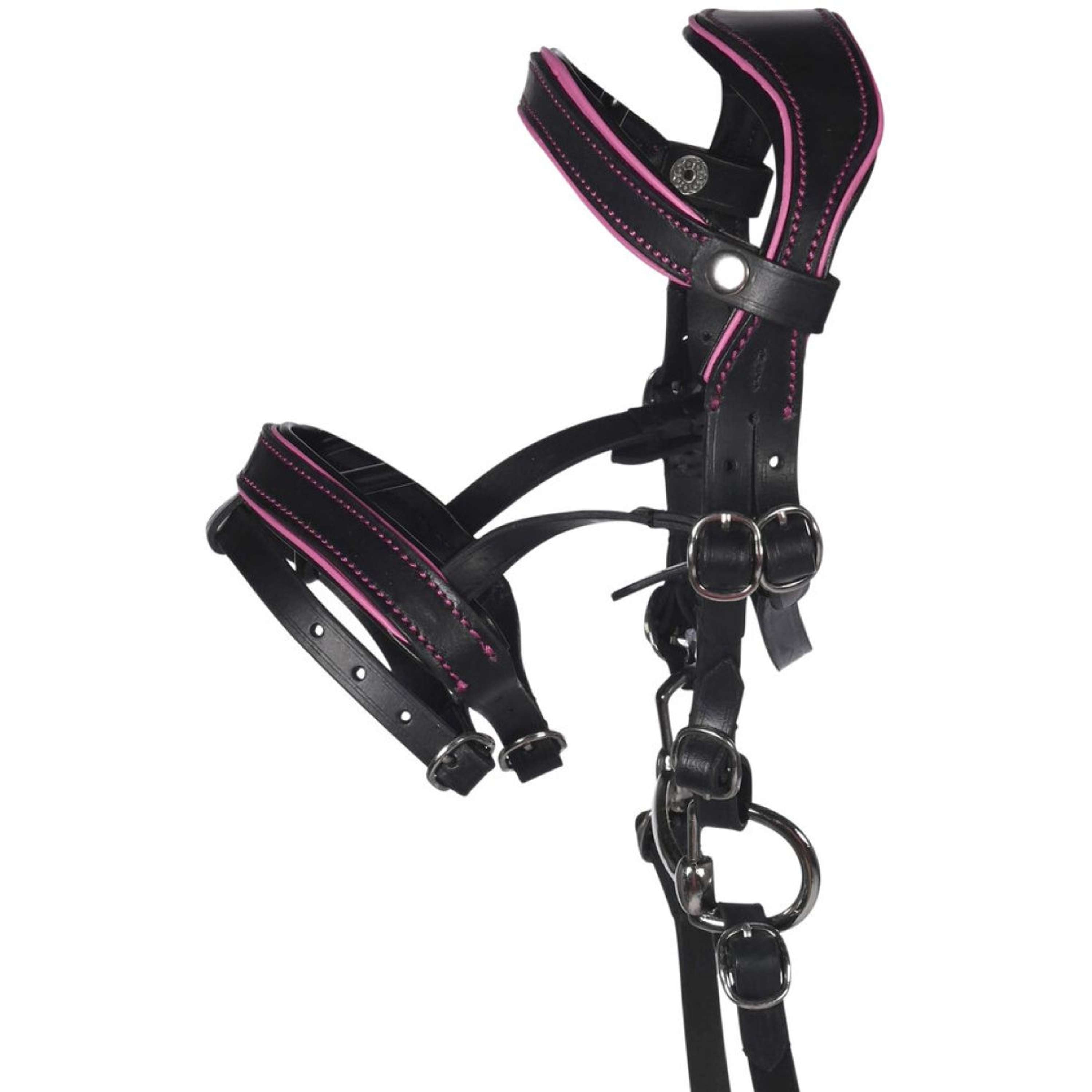 HKM Ogłowie do hobby horse czarny/różowy