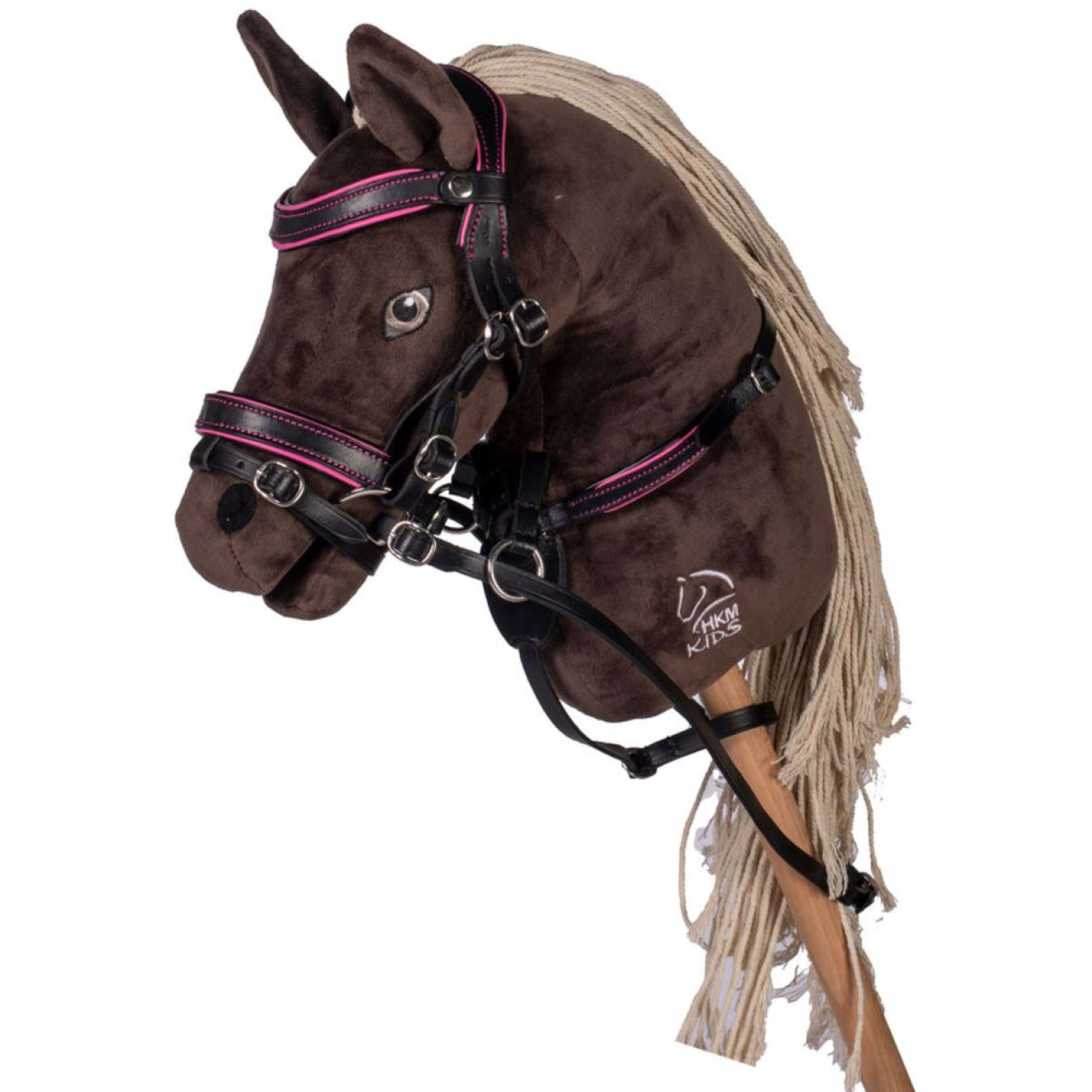 HKM Ogłowie do hobby horse czarny/różowy