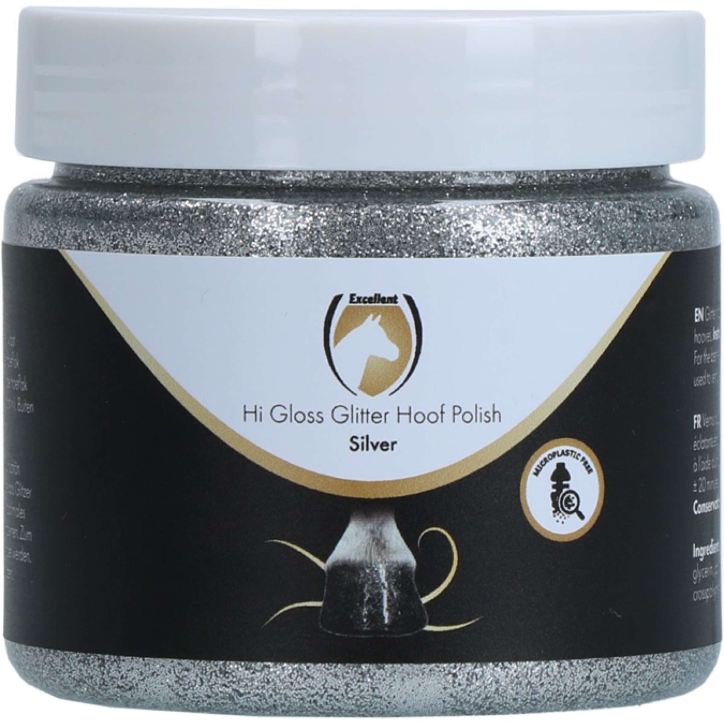 Excellent Lakier do kopyt Hi Gloss Glitter srebrny