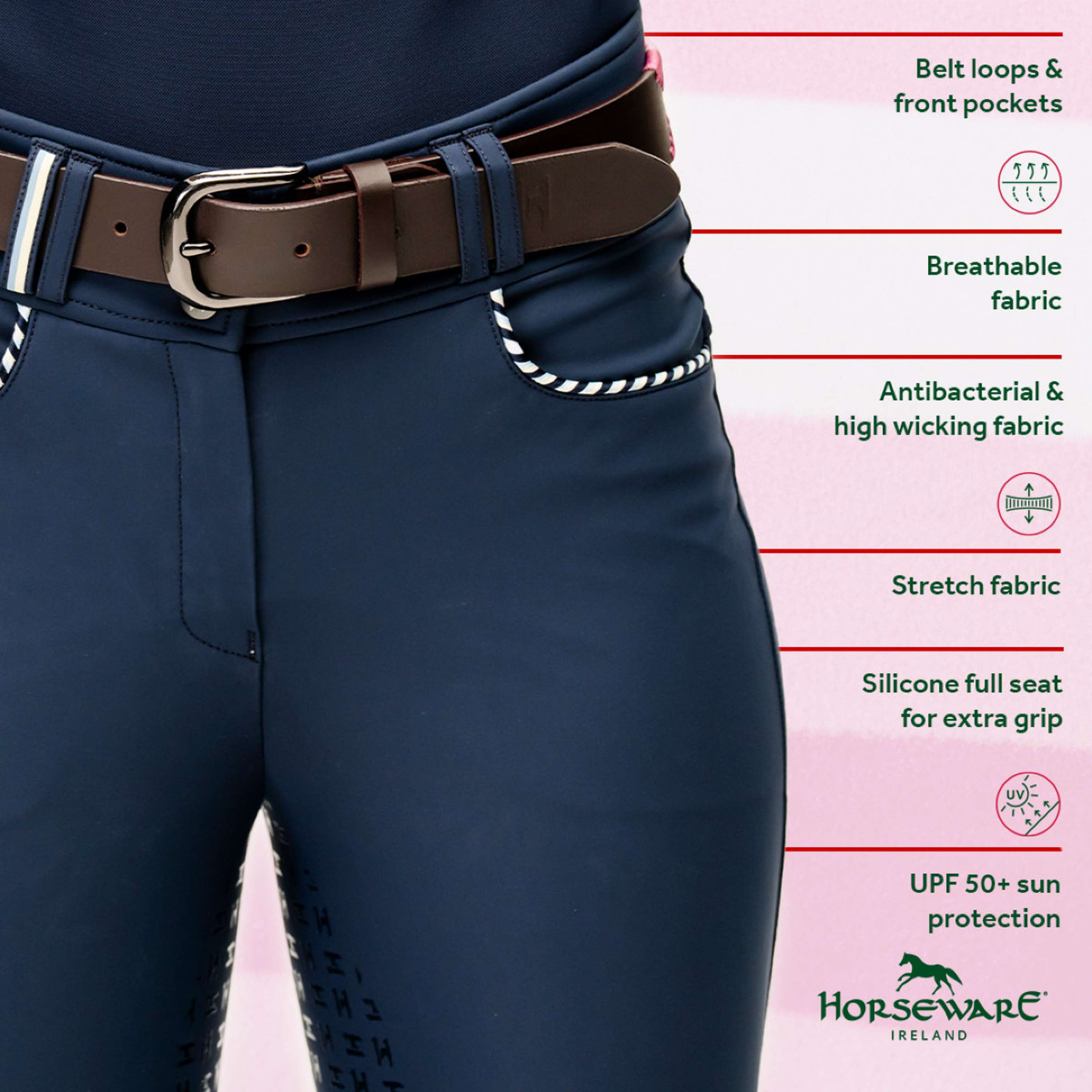 Horseware Bryczesy Newmarket High Rise z pełnym lejem granatowe