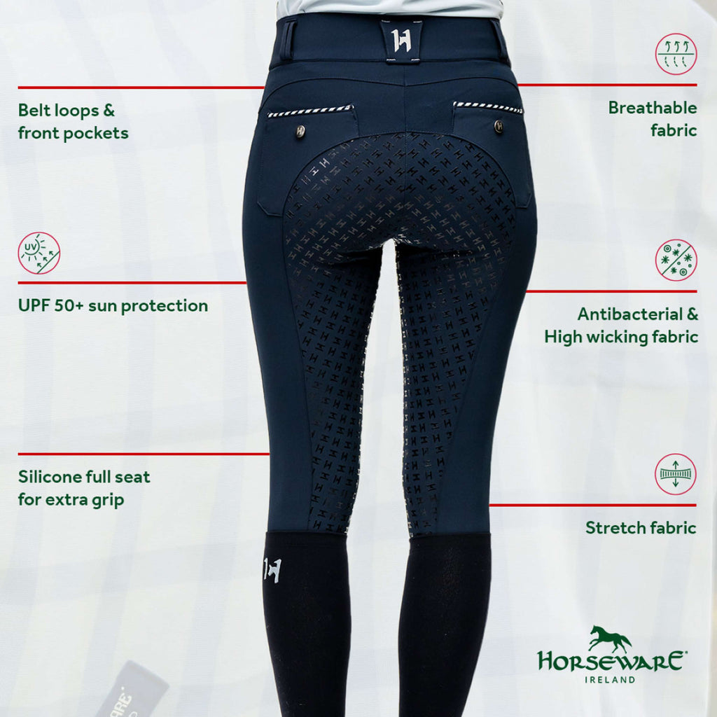 Horseware Bryczesy Newmarket High Rise z pełnym lejem granatowe