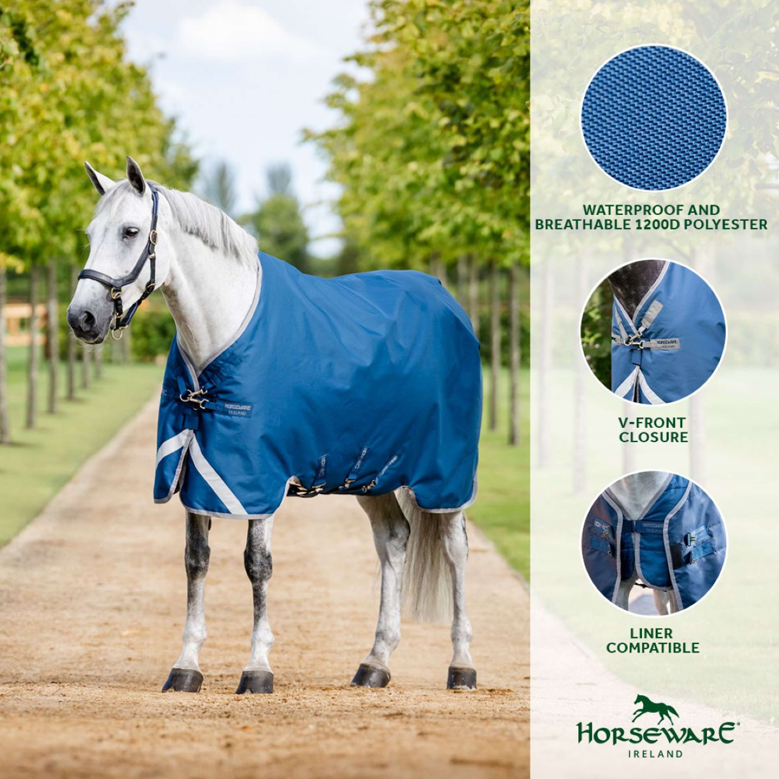 Derką Horseware Therapy Turnout Ionic 100g Imperial Blue/Silver/Navy