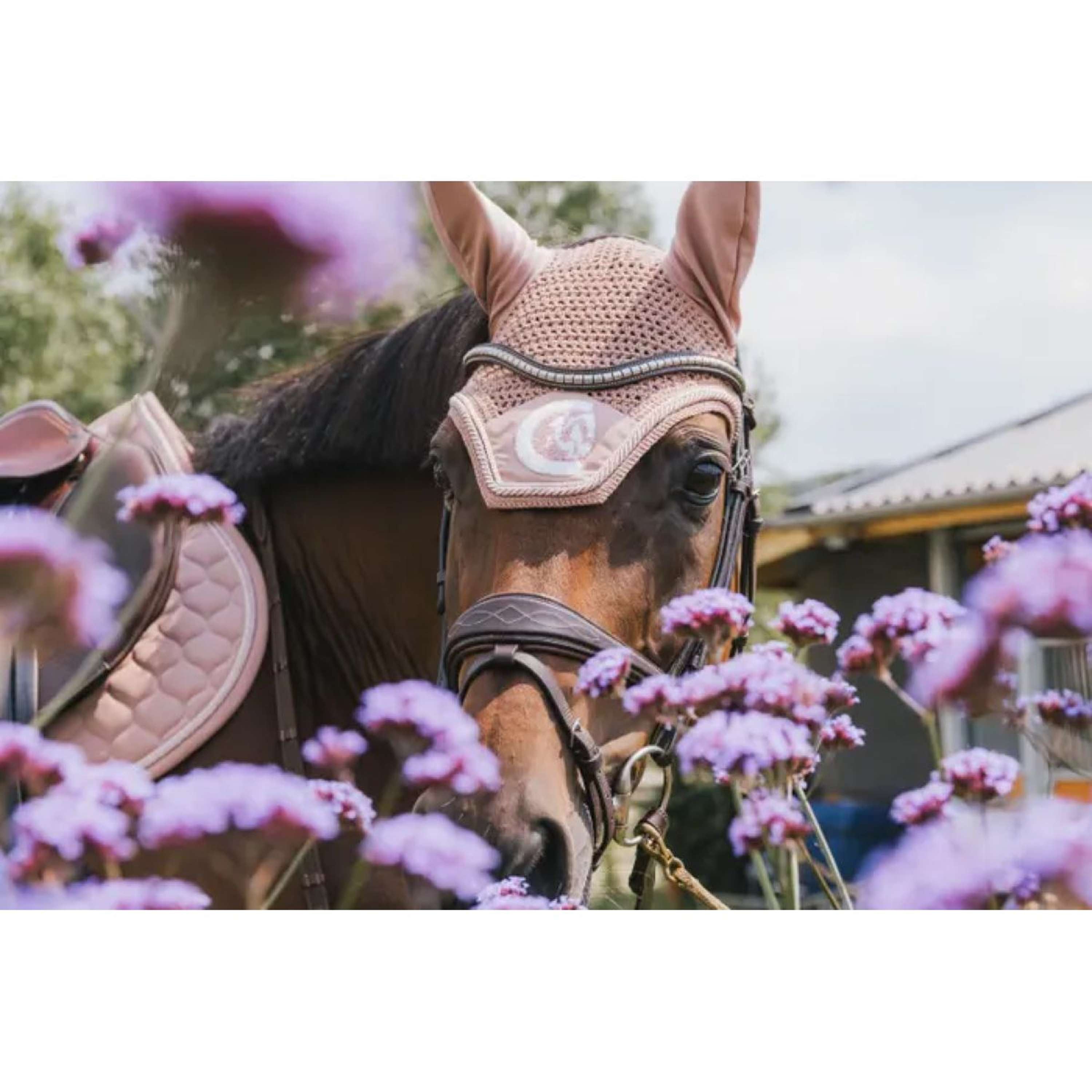 Kentucky Horsewear Nauszniki Wellington 3D Logo Stary Róż