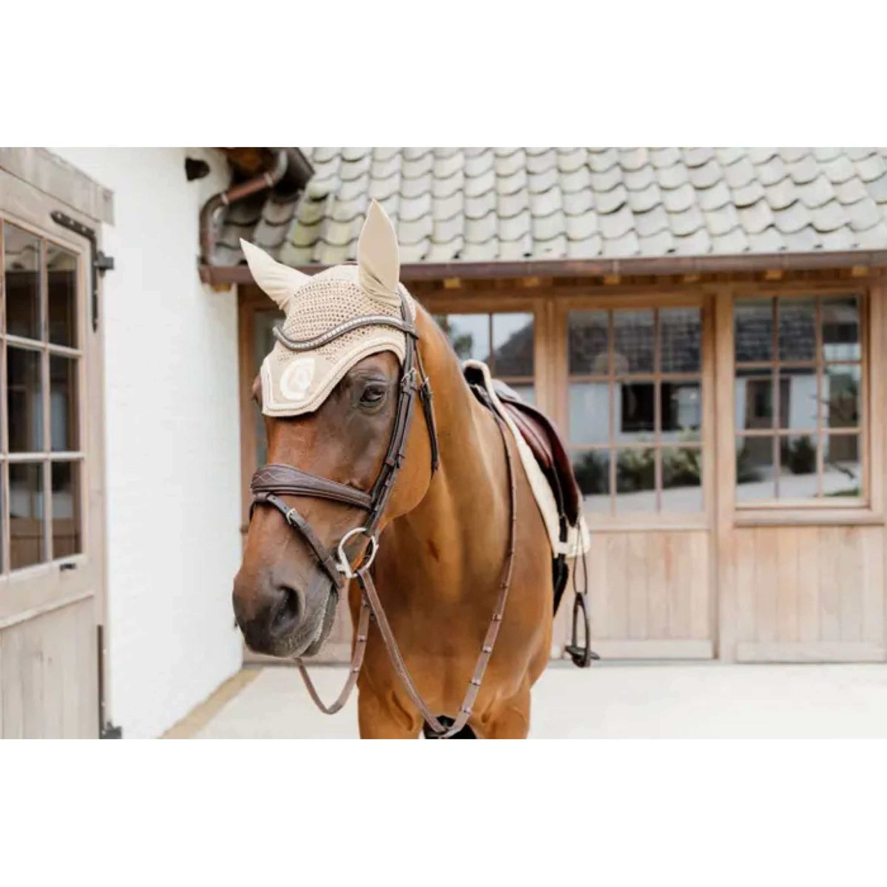 Kentucky Horsewear Nauszniki Wellington 3D Logo Beżowe