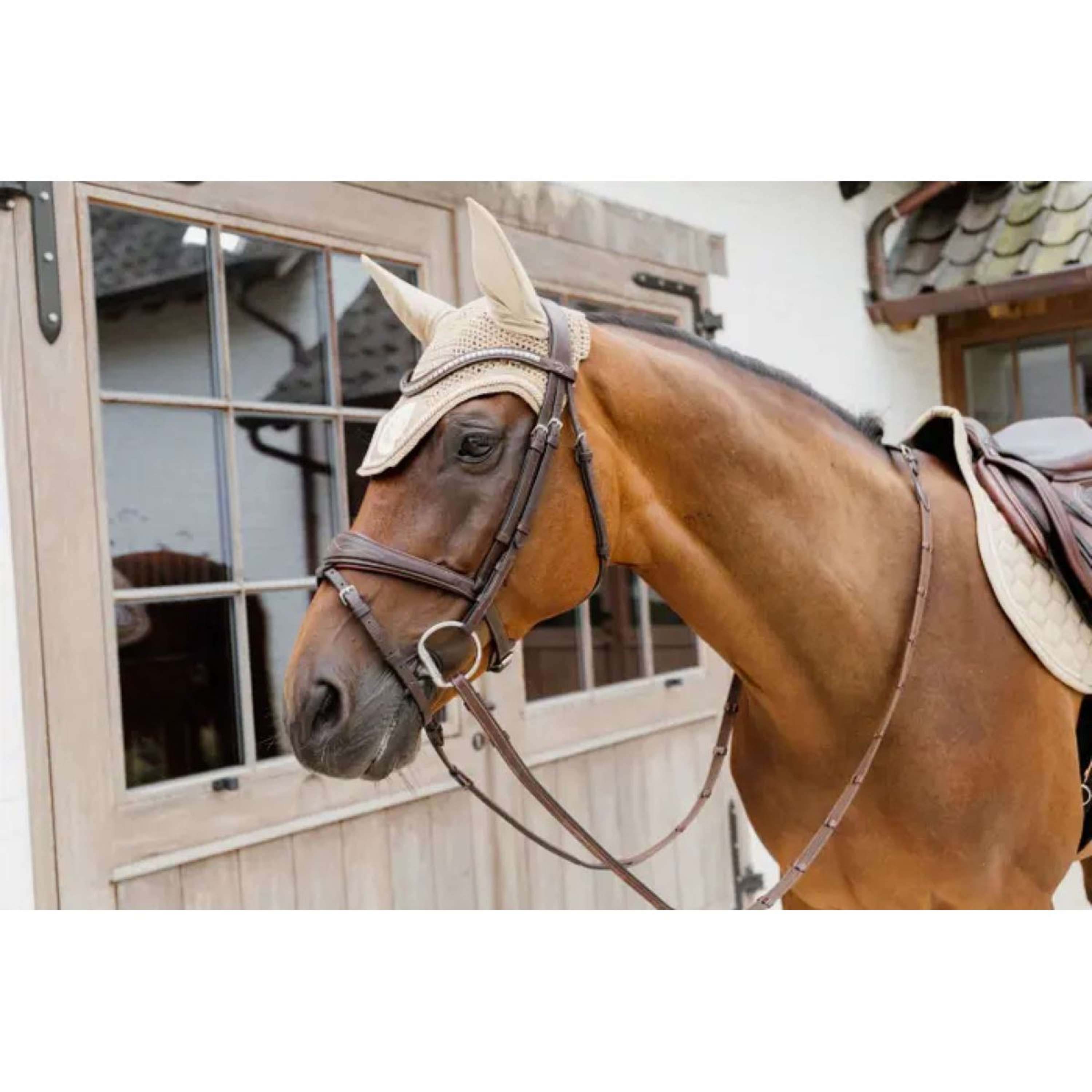 Kentucky Horsewear Nauszniki Wellington 3D Logo Beżowe