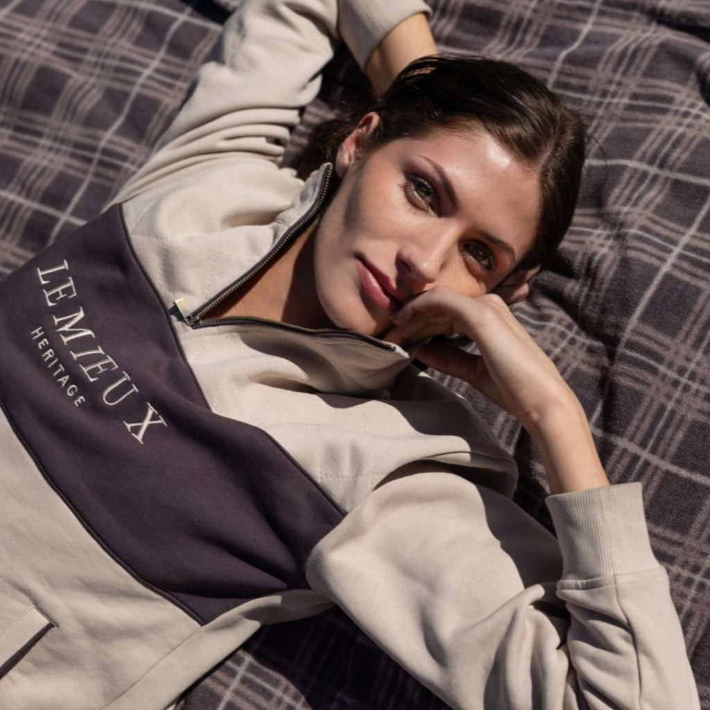 LeMieux Sweter Heritage Quarter Zip Kamienny