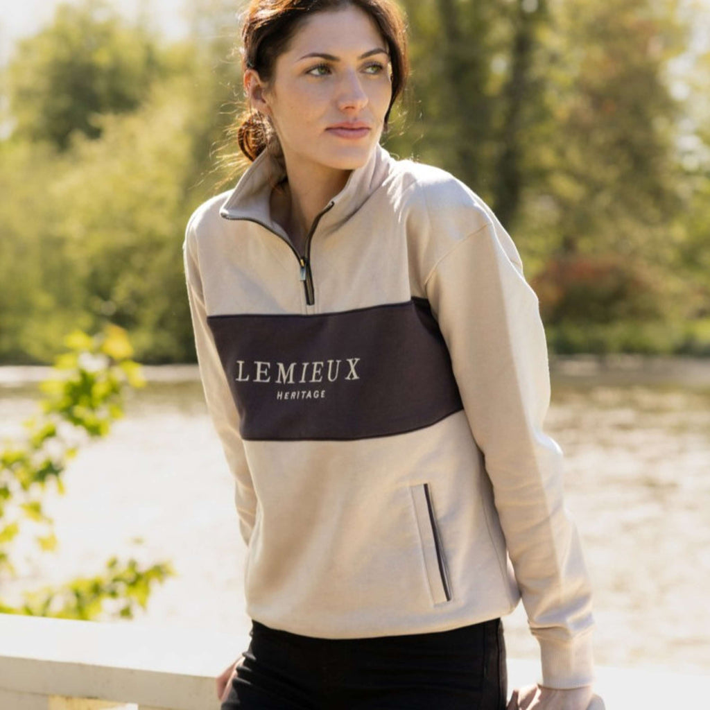 LeMieux Sweter Heritage Quarter Zip Kamienny