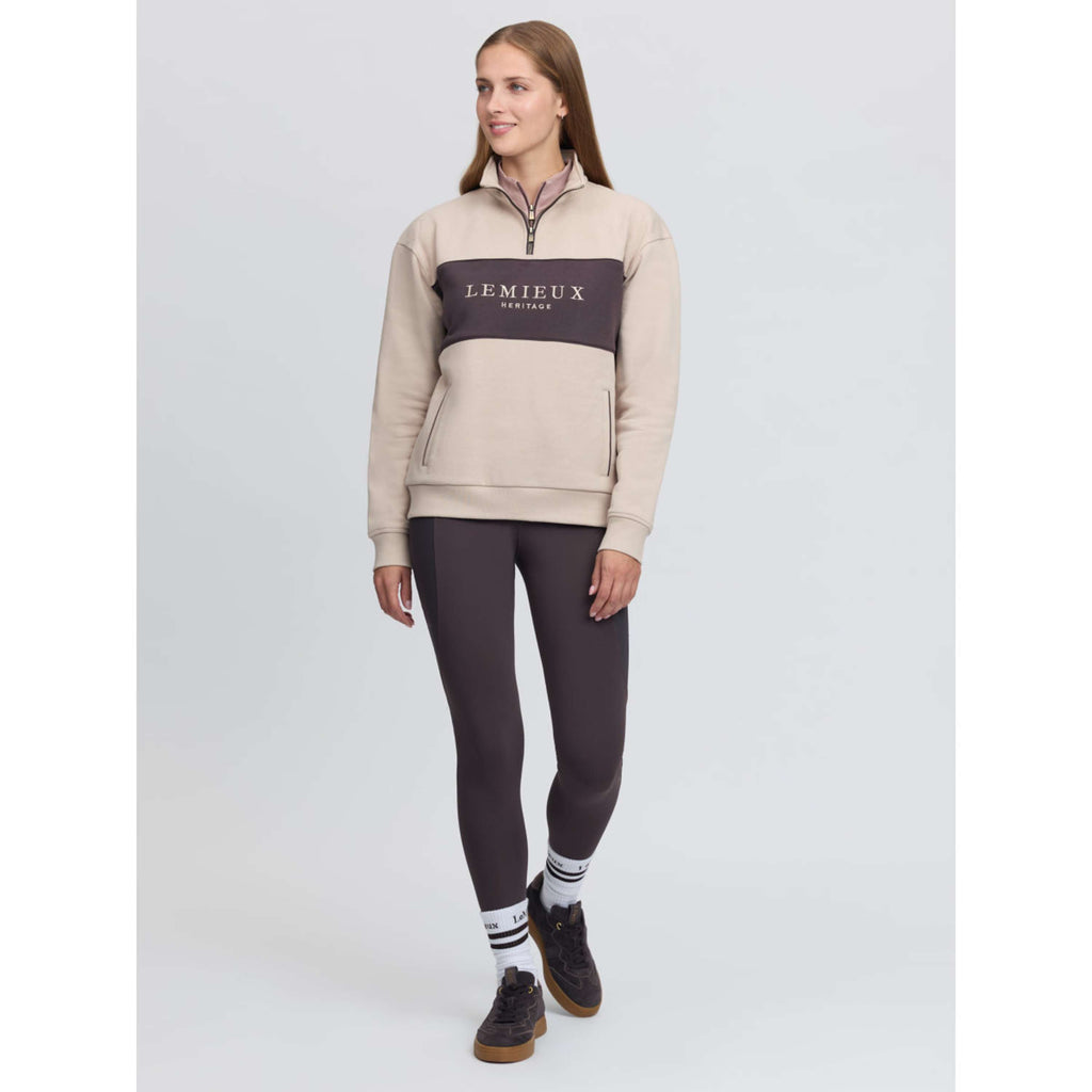LeMieux Sweter Heritage Quarter Zip Kamienny