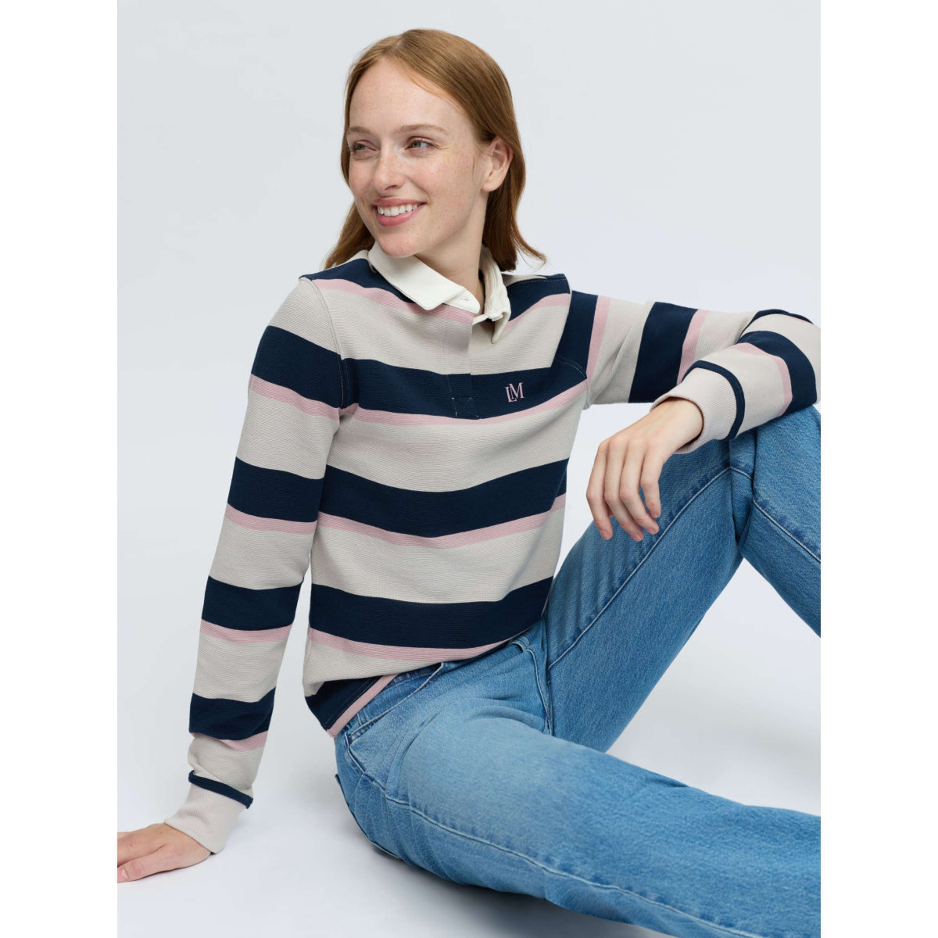 LeMieux Koszulka Sloane Stripe Rugby Kamienny