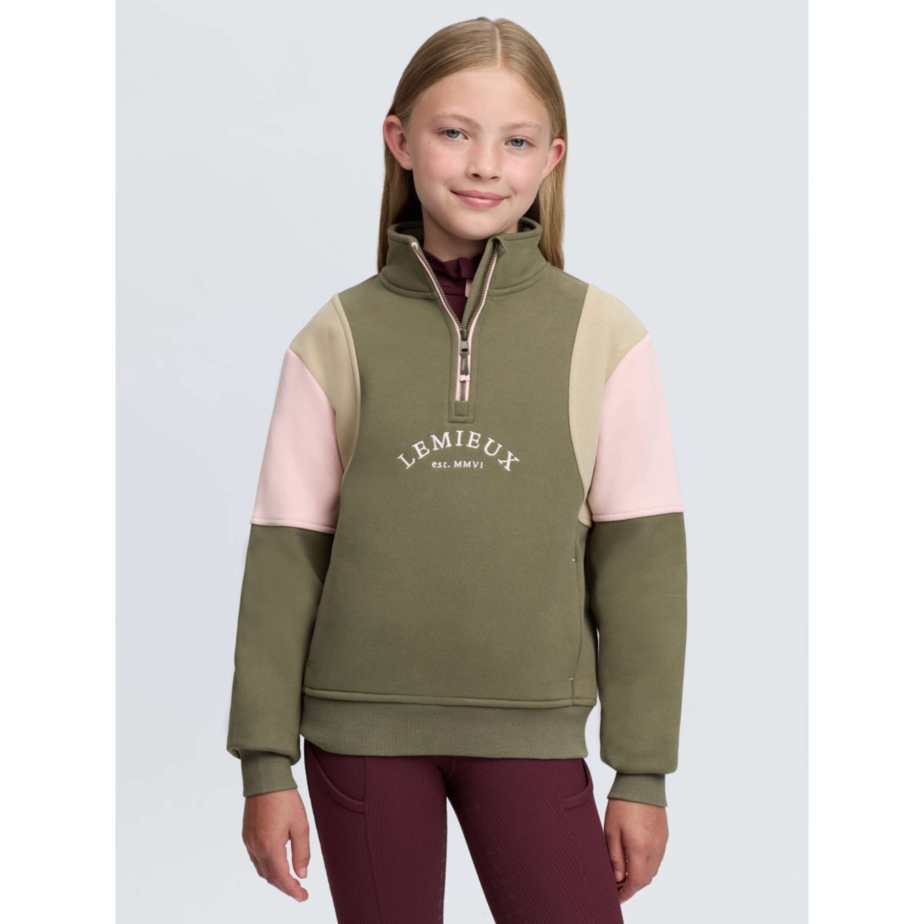 LeMieux Sweter Viola Quarter Zip Kids Willow Green