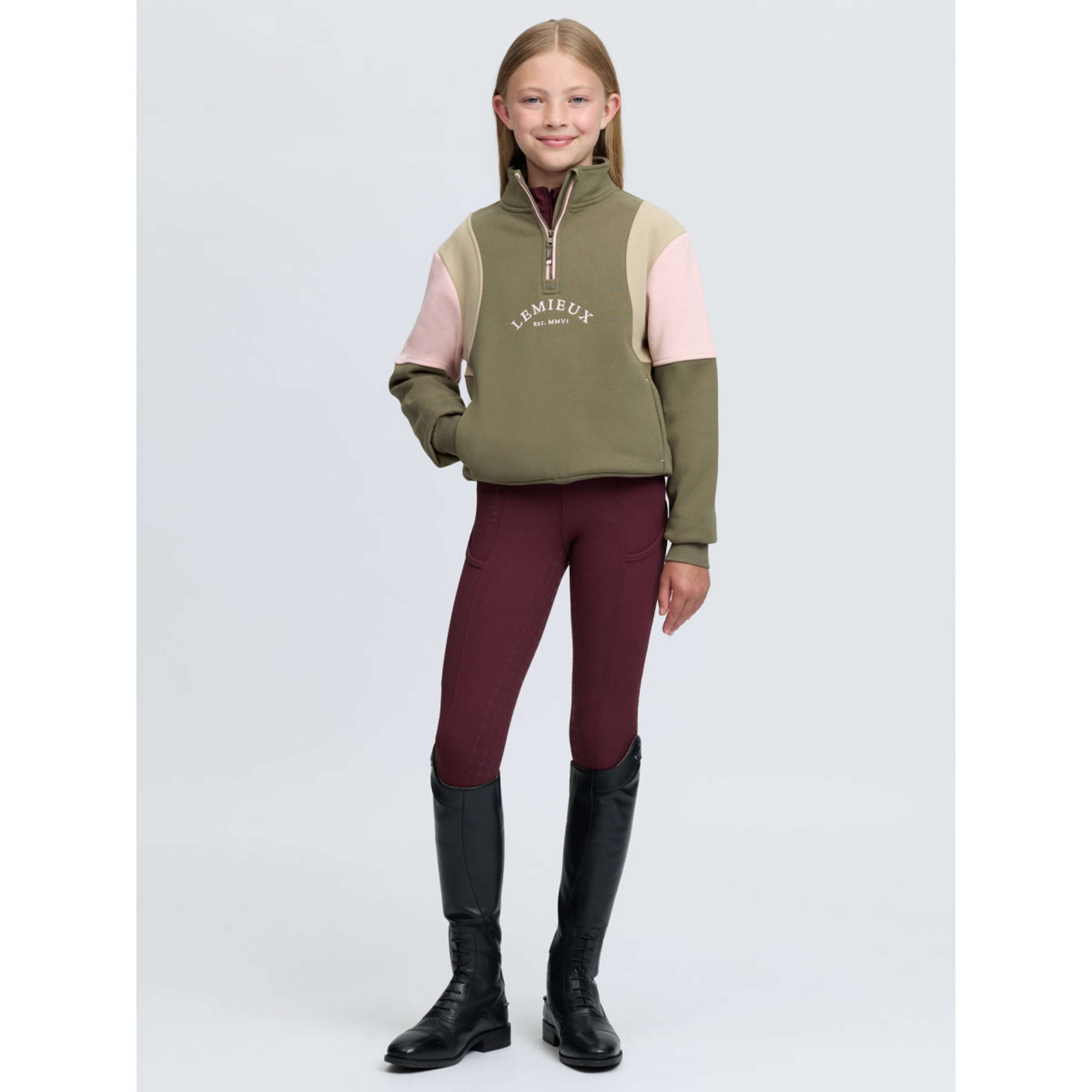 LeMieux Sweter Viola Quarter Zip Kids Willow Green
