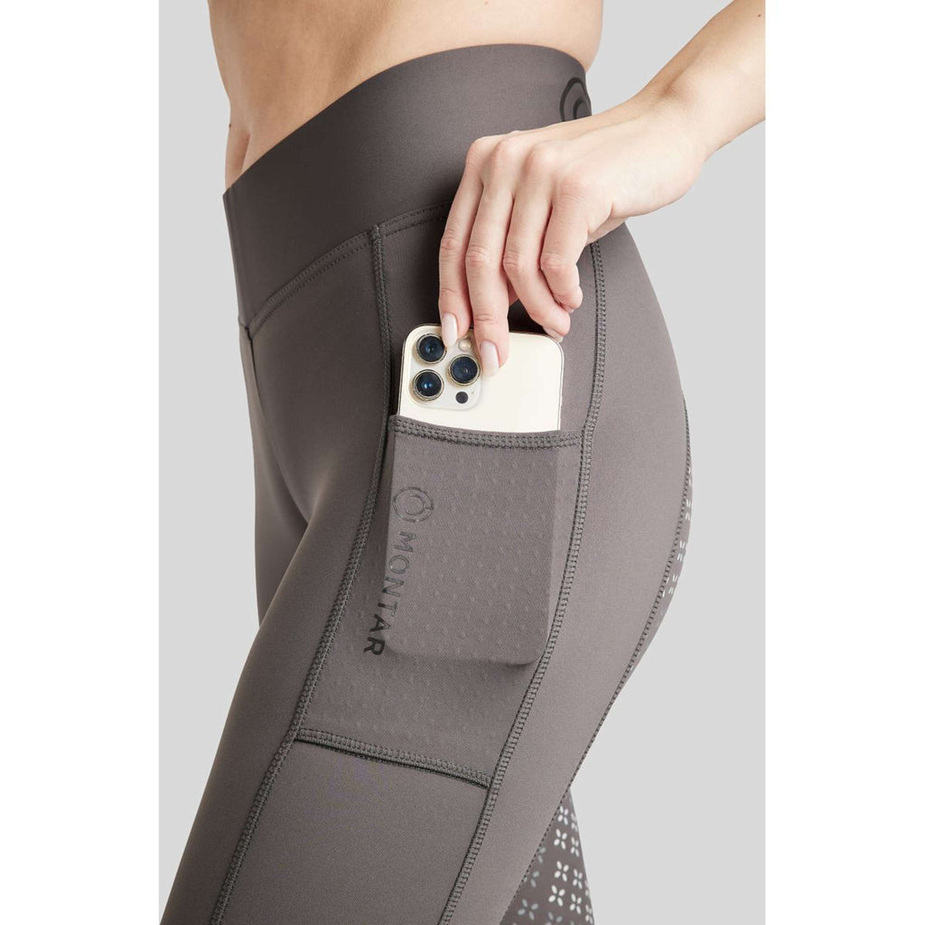 Montar Legginsy Jeździeckie Selena Pull On Full Grip Szary