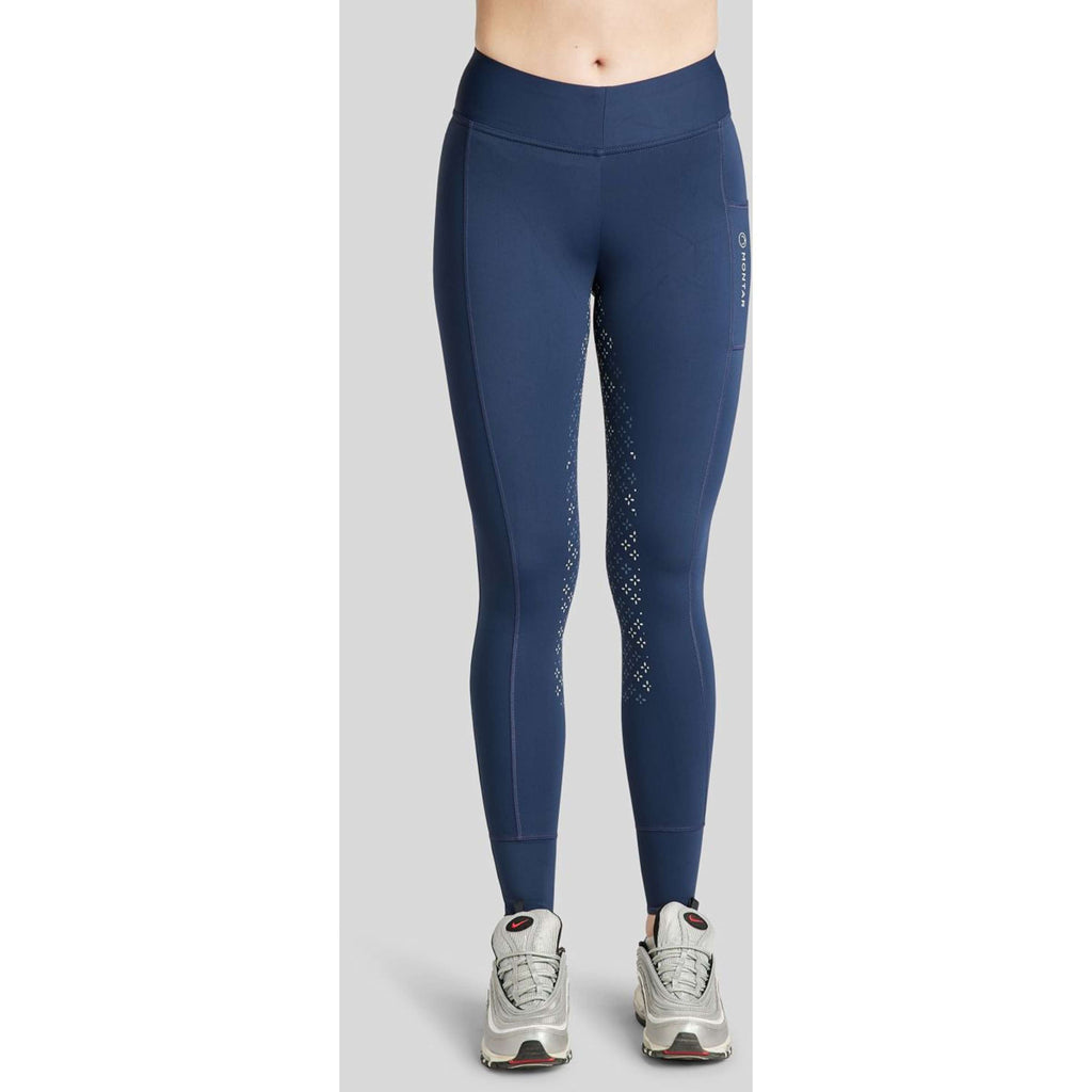 Leginsy jeździeckie Montar Selena Pull On FullGrip granatowe