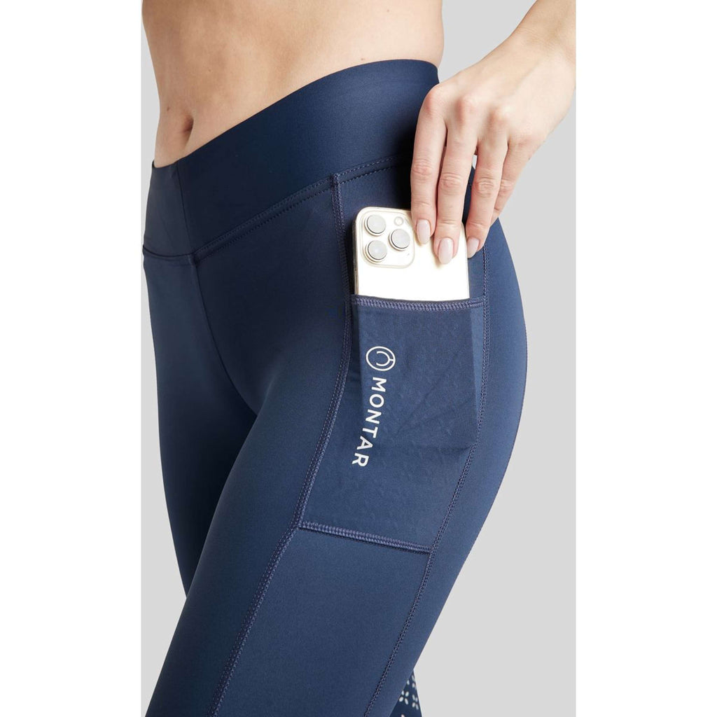 Leginsy jeździeckie Montar Selena Pull On FullGrip granatowe