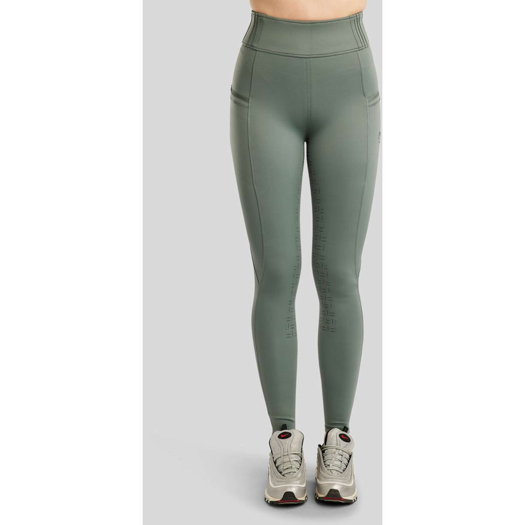 Montar Legginsy Jeździeckie MoPearl Pintuck Full Grip Nefrytowy