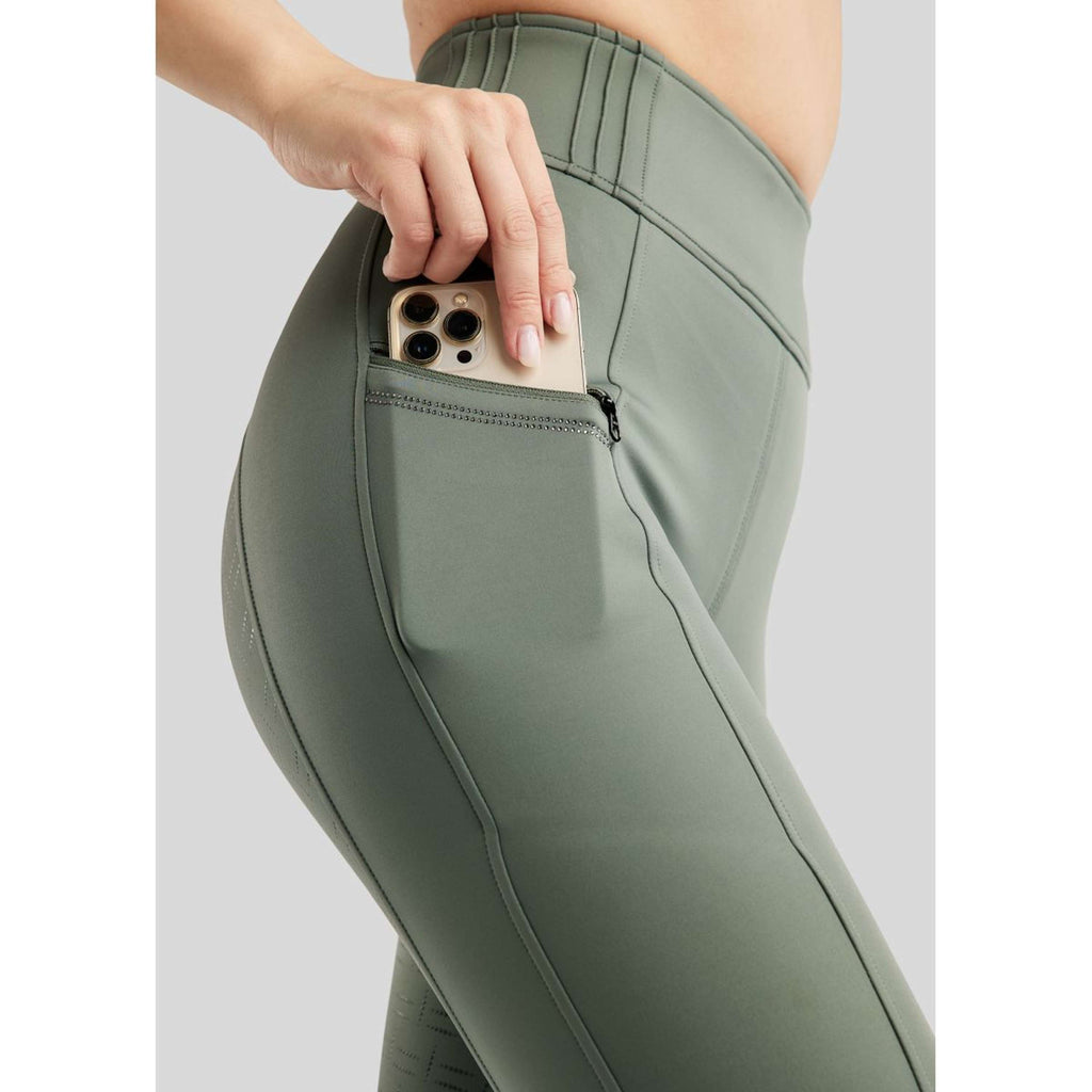 Montar Legginsy Jeździeckie MoPearl Pintuck Full Grip Nefrytowy