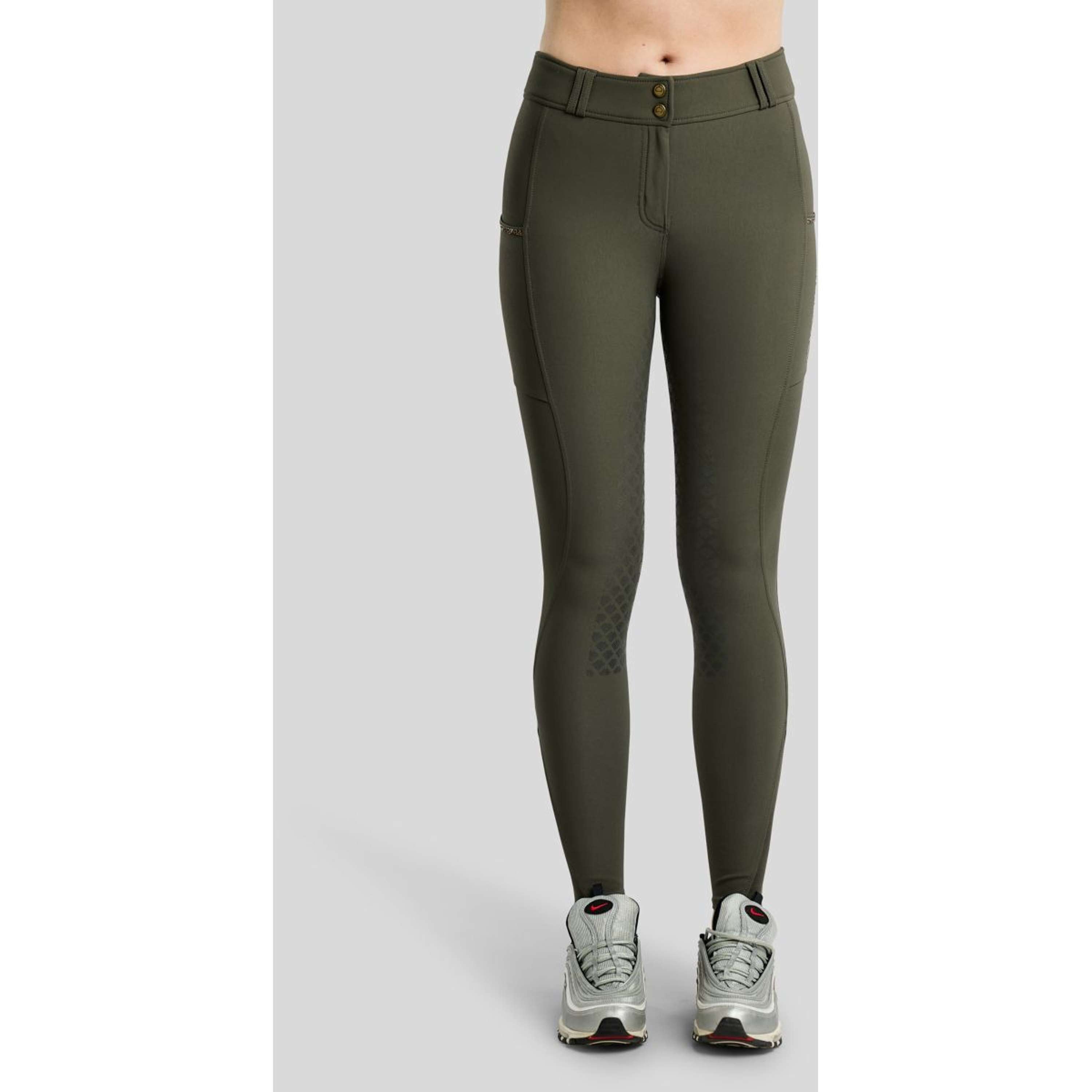 Montar Bryczesy MoVeronica Golden Quartz Full Grip Forest Green