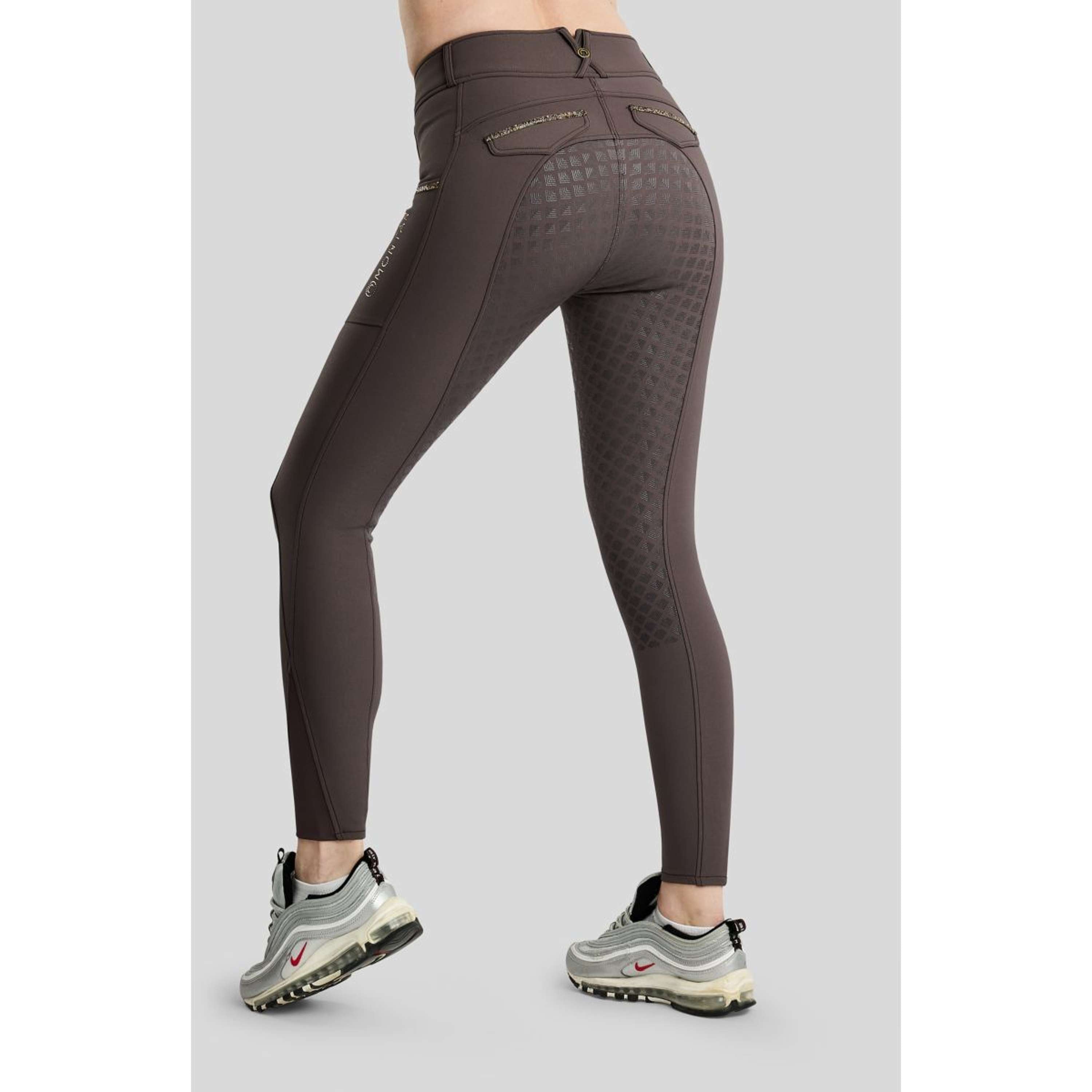Bryczesy jeździeckie Montar MoVeronica Golden Quartz Full Grip Black Peony