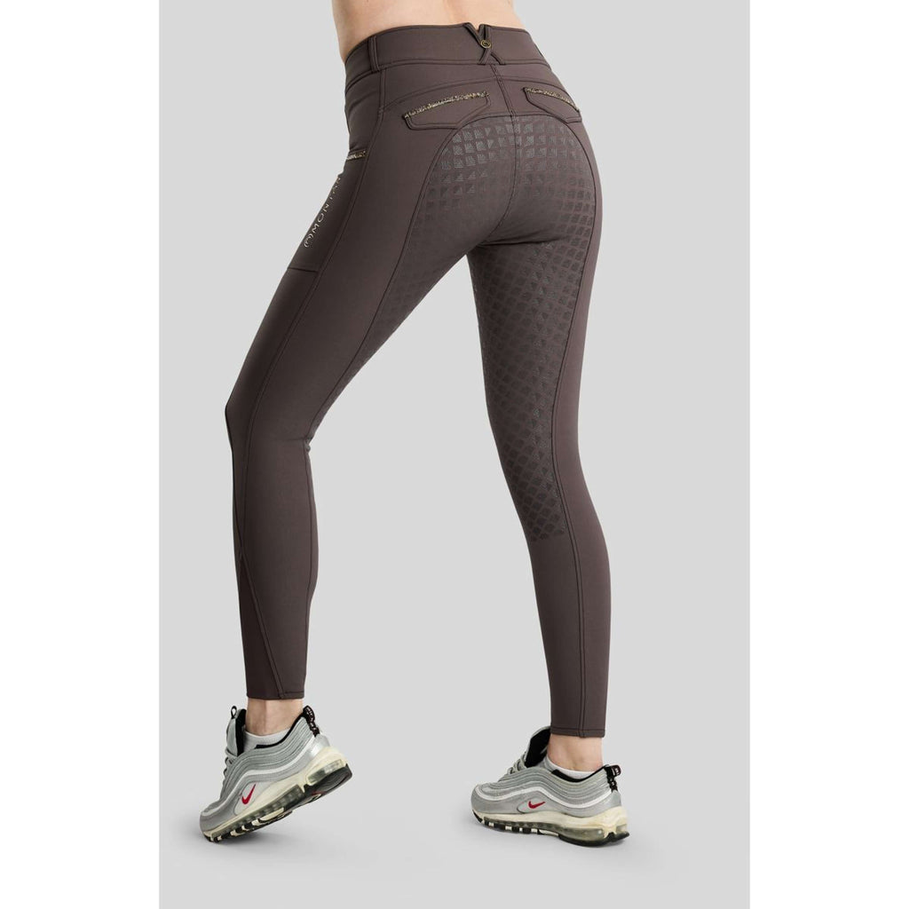 Bryczesy jeździeckie Montar MoVeronica Golden Quartz Full Grip Black Peony