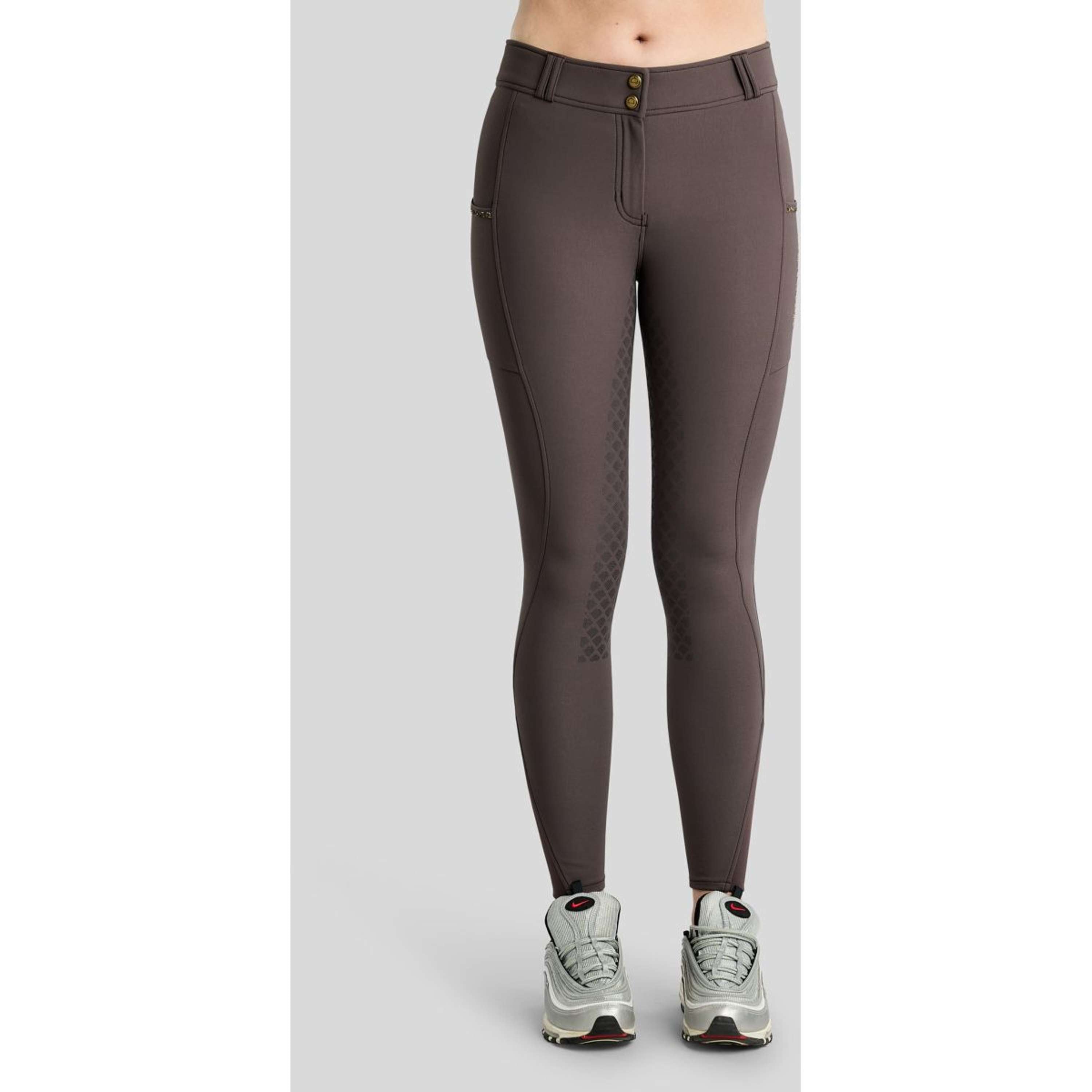 Bryczesy jeździeckie Montar MoVeronica Golden Quartz Full Grip Black Peony