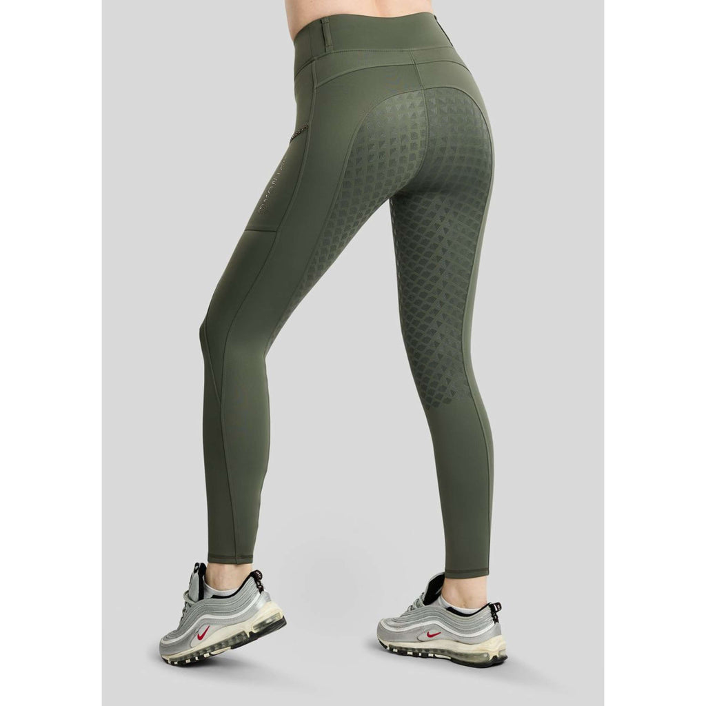 Termiczne Legginsy Jeździeckie Montar MoVeronica Golden Quartz Full Grip Forest Green