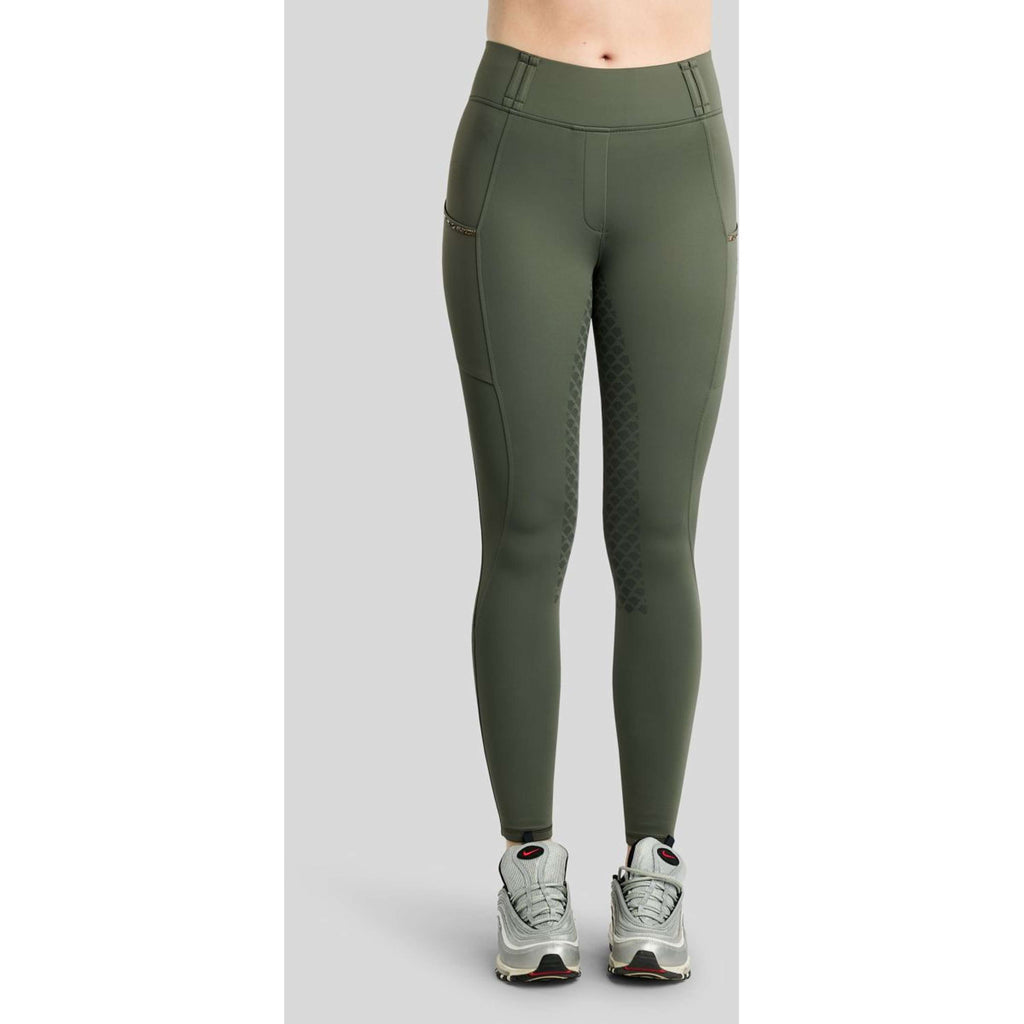 Termiczne Legginsy Jeździeckie Montar MoVeronica Golden Quartz Full Grip Forest Green