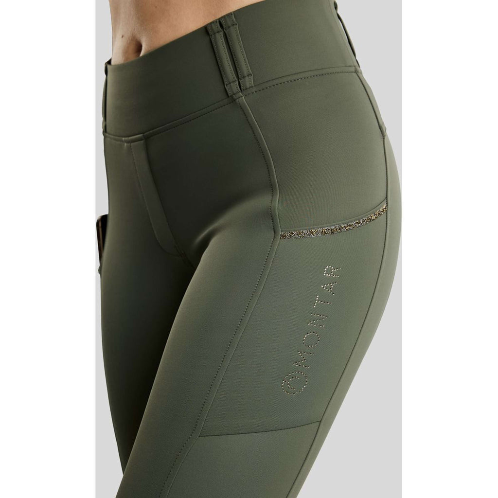 Termiczne Legginsy Jeździeckie Montar MoVeronica Golden Quartz Full Grip Forest Green