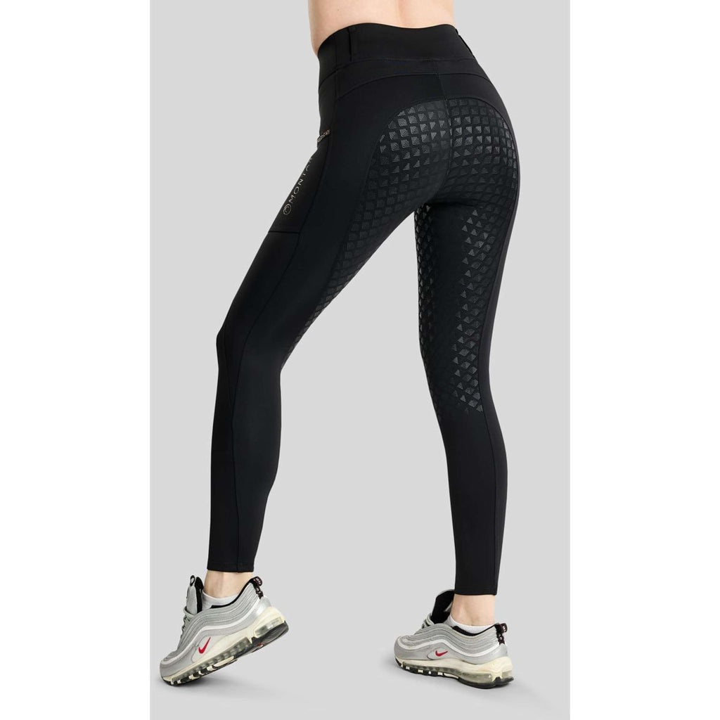 Montar Legginsy Jeździeckie Termiczne MoVeronica Golden Quartz Full Grip Czarny