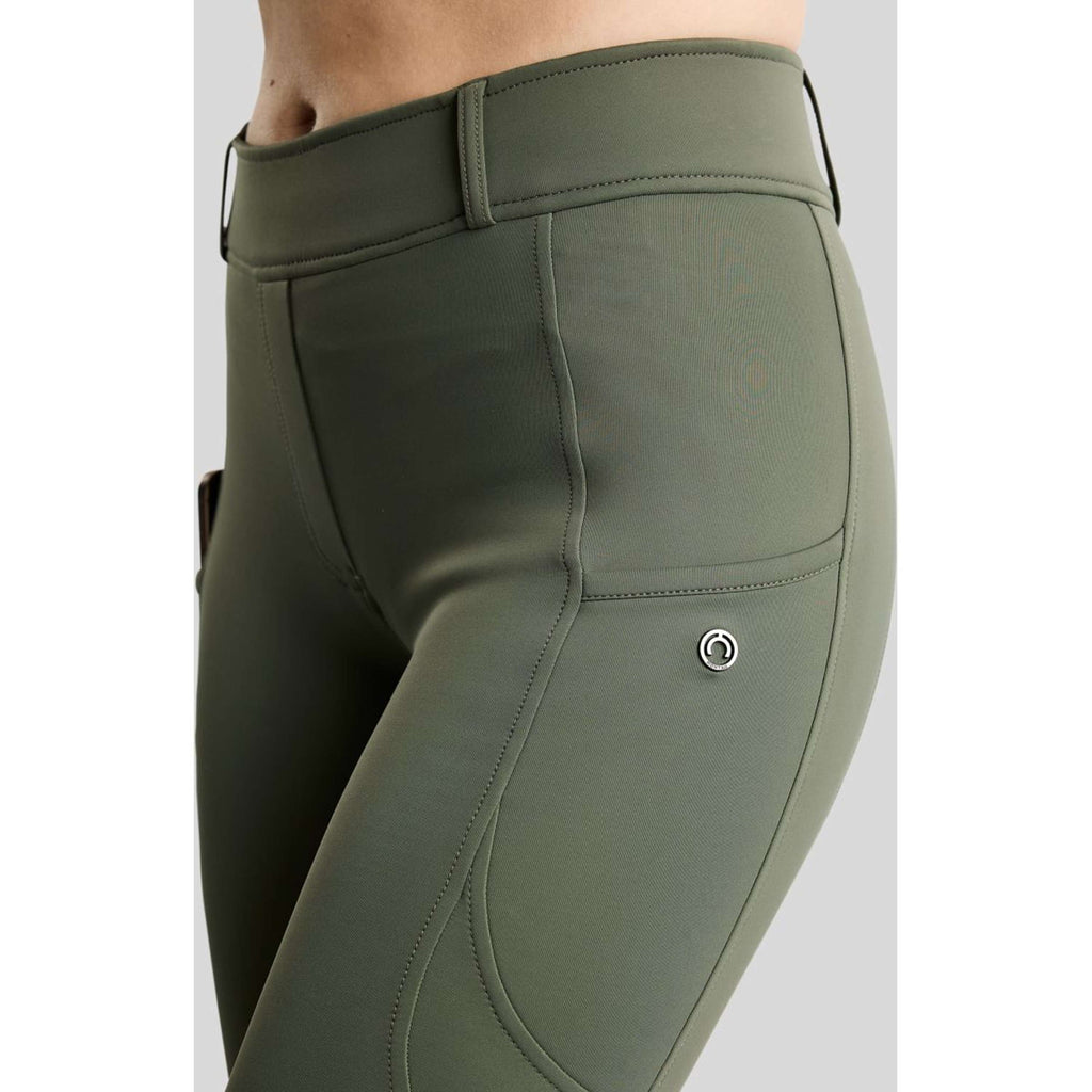 Termiczne legginsy jeździeckie Montar MoAddie Hybrid Gun Metal Logo Full Grip Forest Green