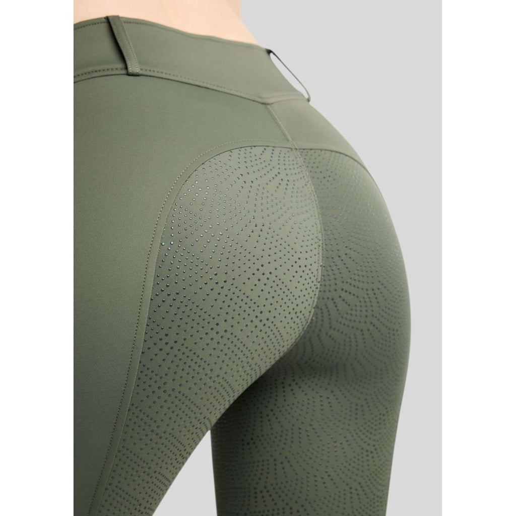 Termiczne legginsy jeździeckie Montar MoAddie Hybrid Gun Metal Logo Full Grip Forest Green