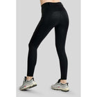 Legginsy jeździeckie termiczne Montar MoAddie Hybrid z logo Gun Metal i pełnym lejem, czarne