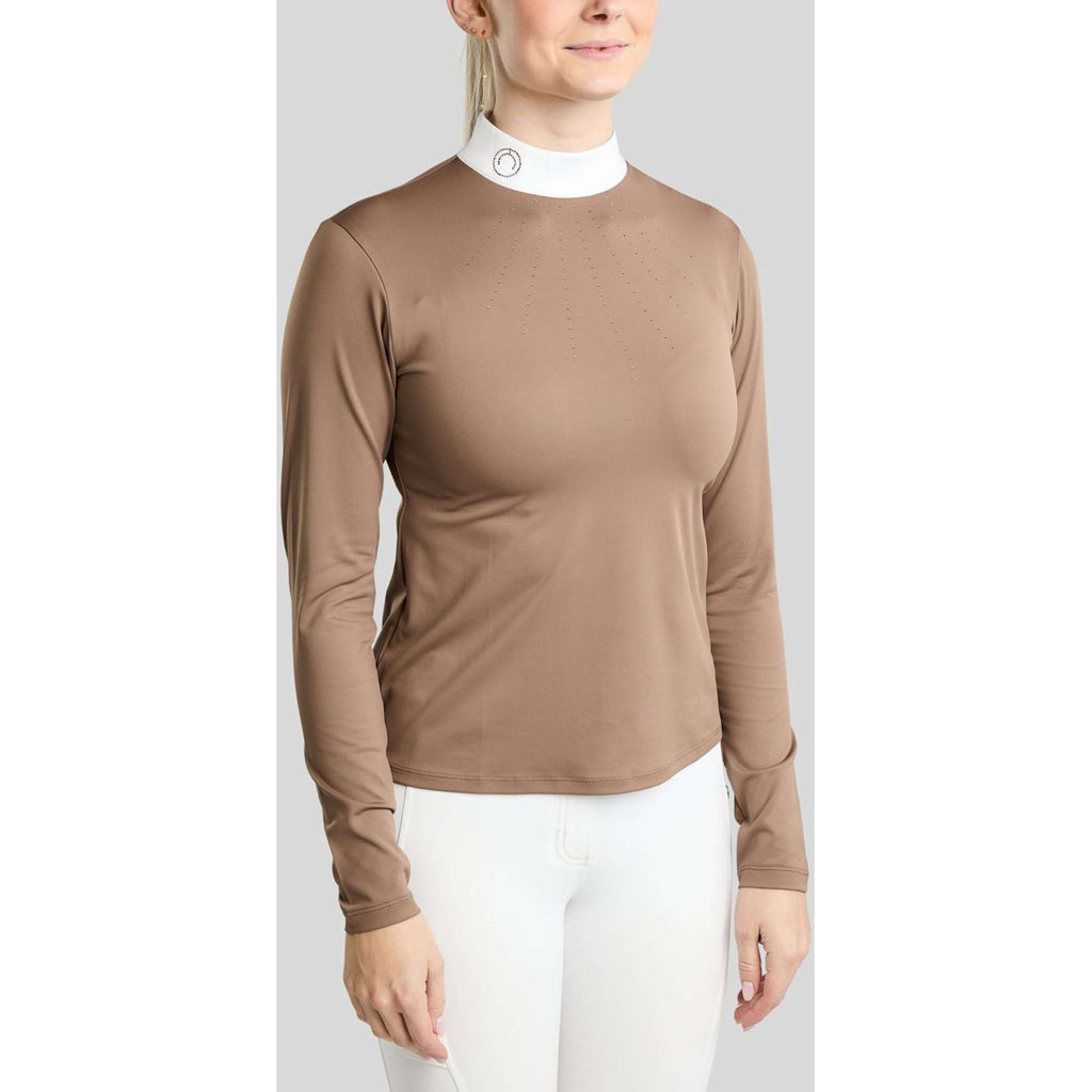 Koszulka konkursowa Montar MoEve z kryształkami Golden Quartz, długi rękaw, kolor nougat brown