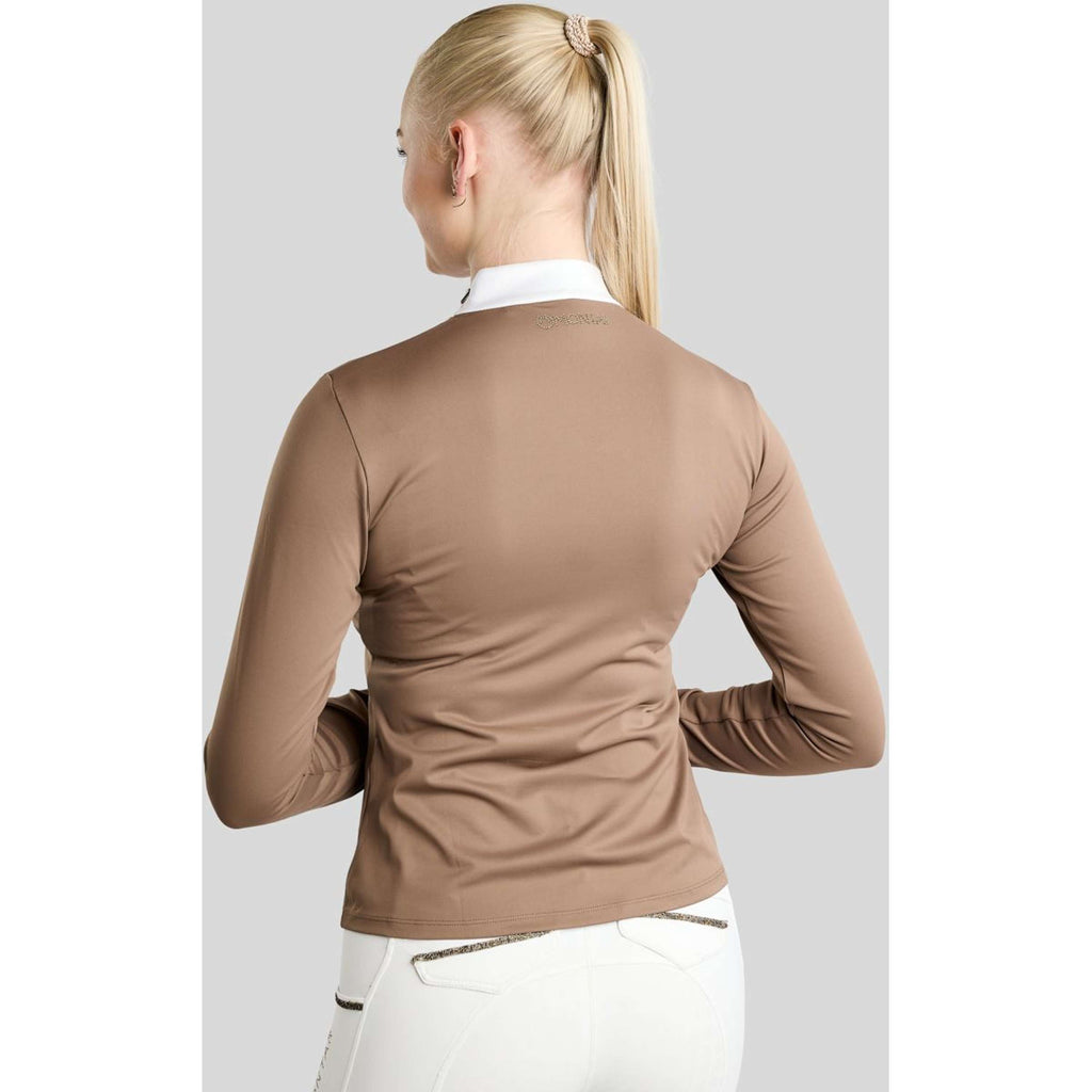 Koszulka konkursowa Montar MoEve z kryształkami Golden Quartz, długi rękaw, kolor nougat brown