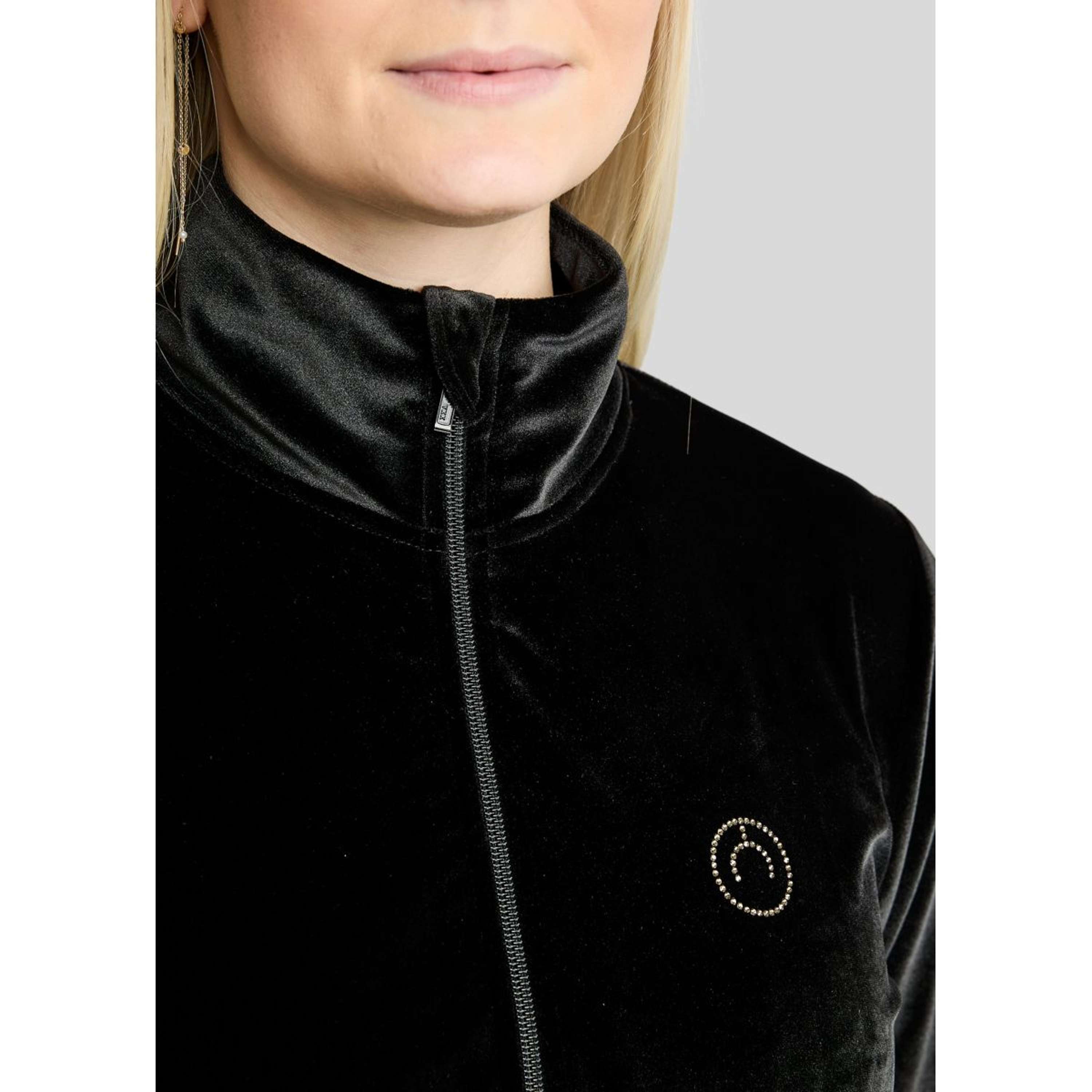 Montar Bluza Z Kapturem I Zamkiem MoValerie Velvet Golden Quartz Crystals Czarny