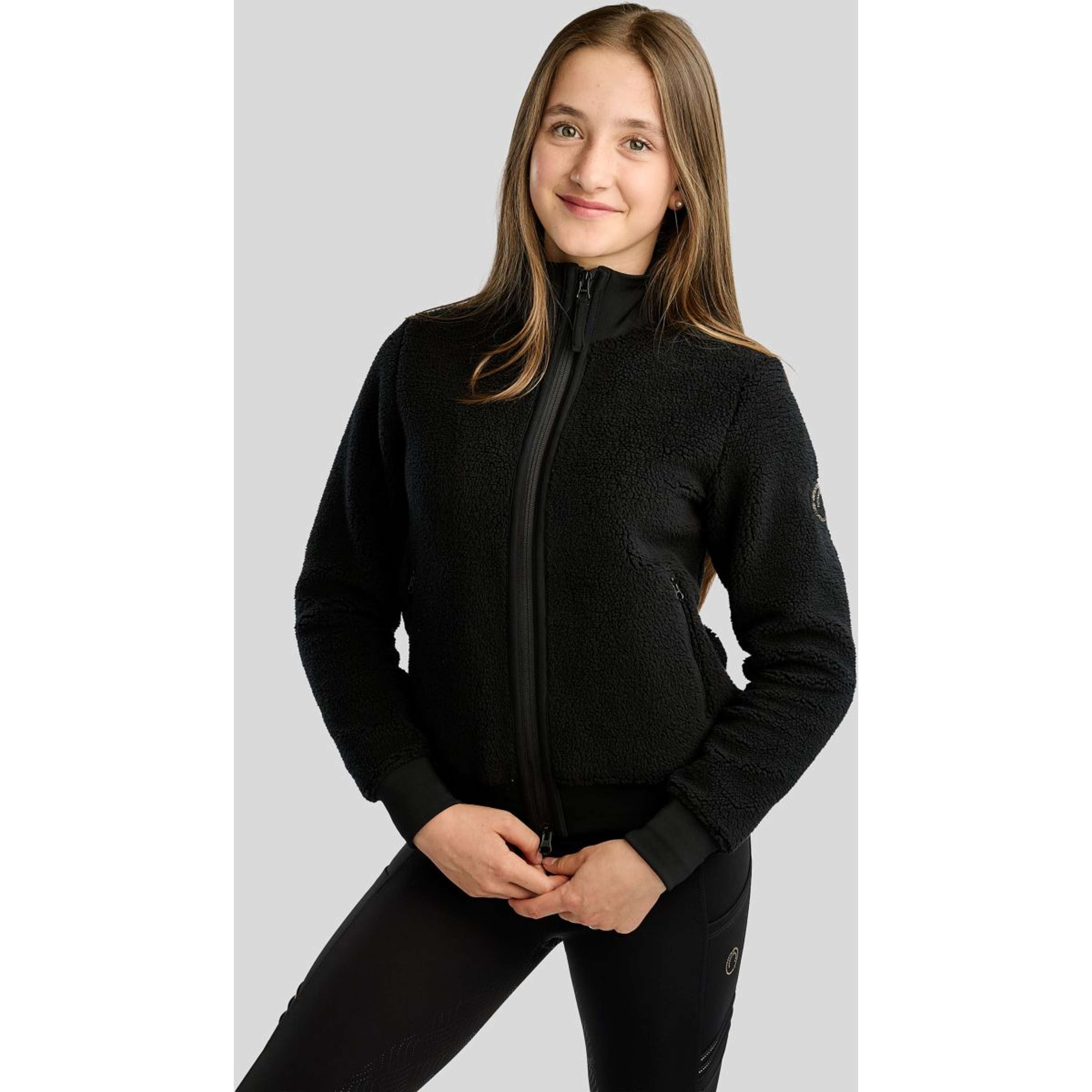 Montar Bluza Z Kapturem I Zamkiem MoEbba Teddy Pile Golden Quartz Kids Czarny