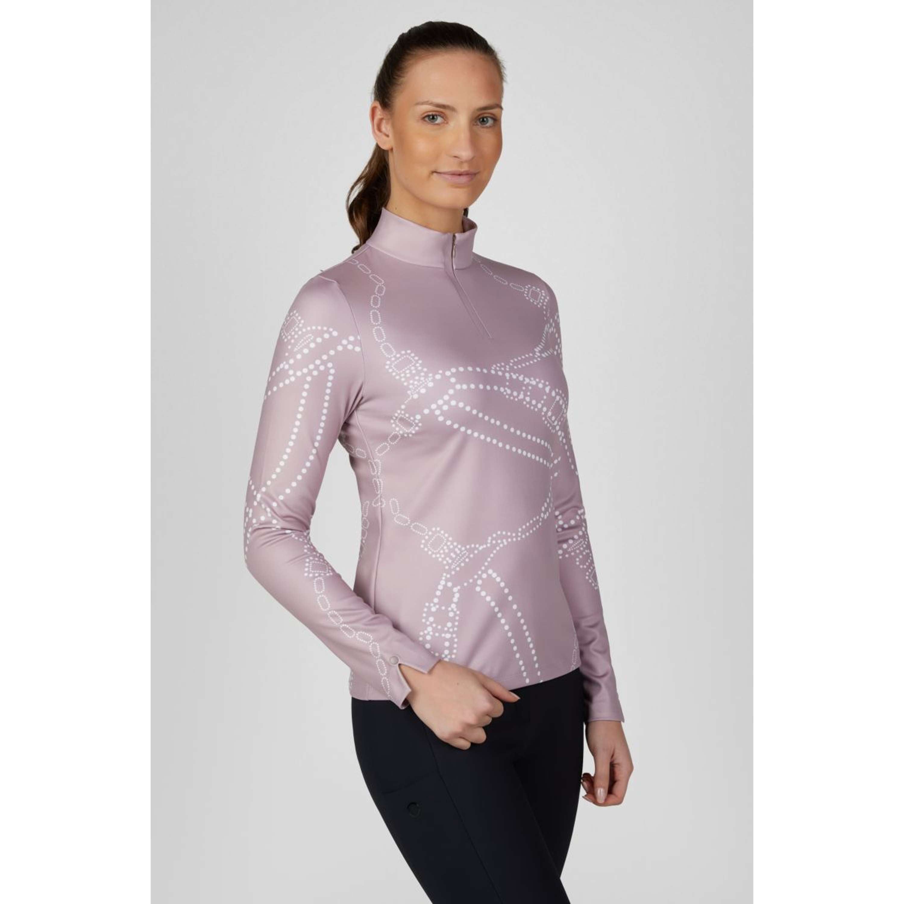 Pikeur Koszulka Zip Print Selection AW26 Długie Rękawy Ash Mauve