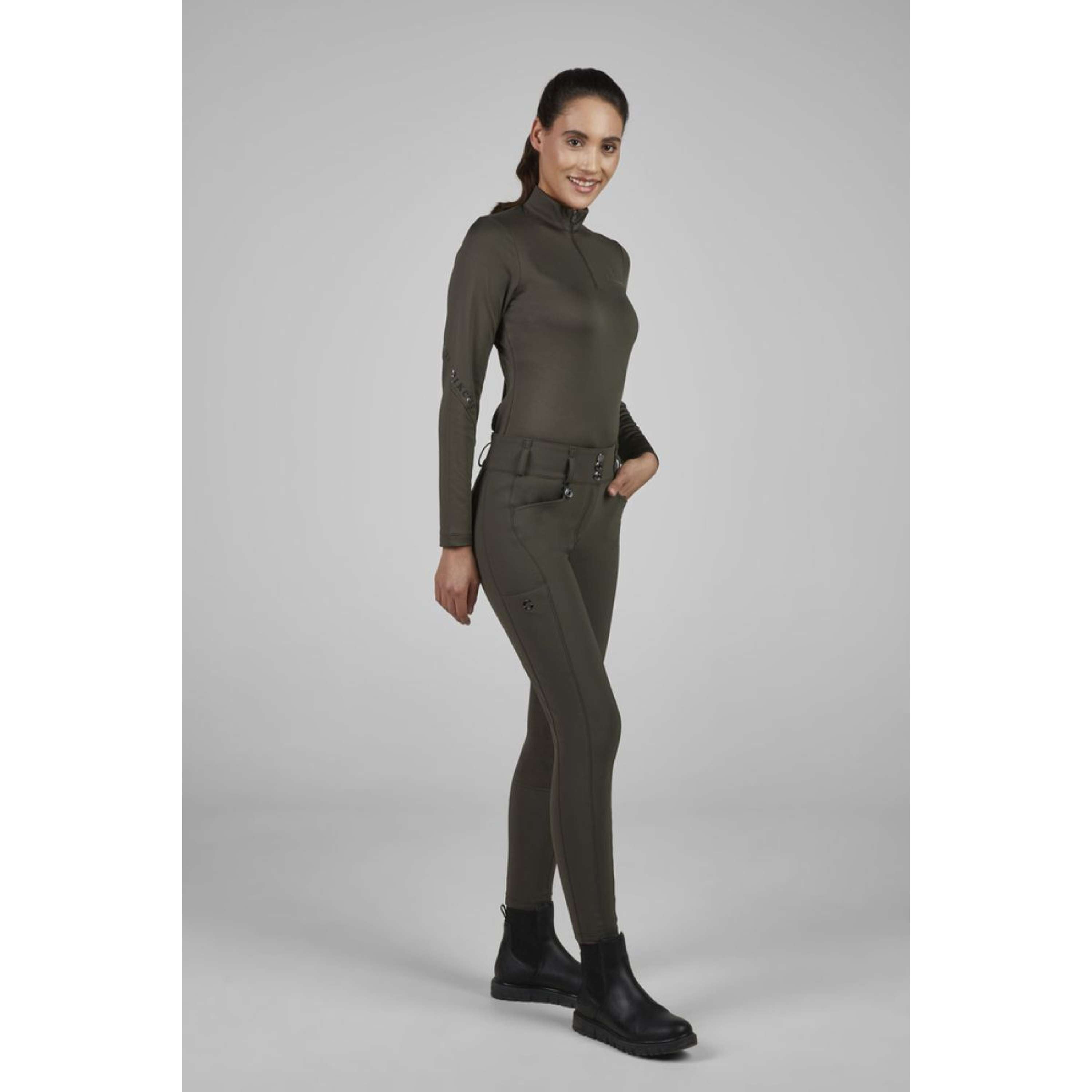 Pikeur Bryczesy New Candela Full Grip Flex Faux Leather Deep Khaki