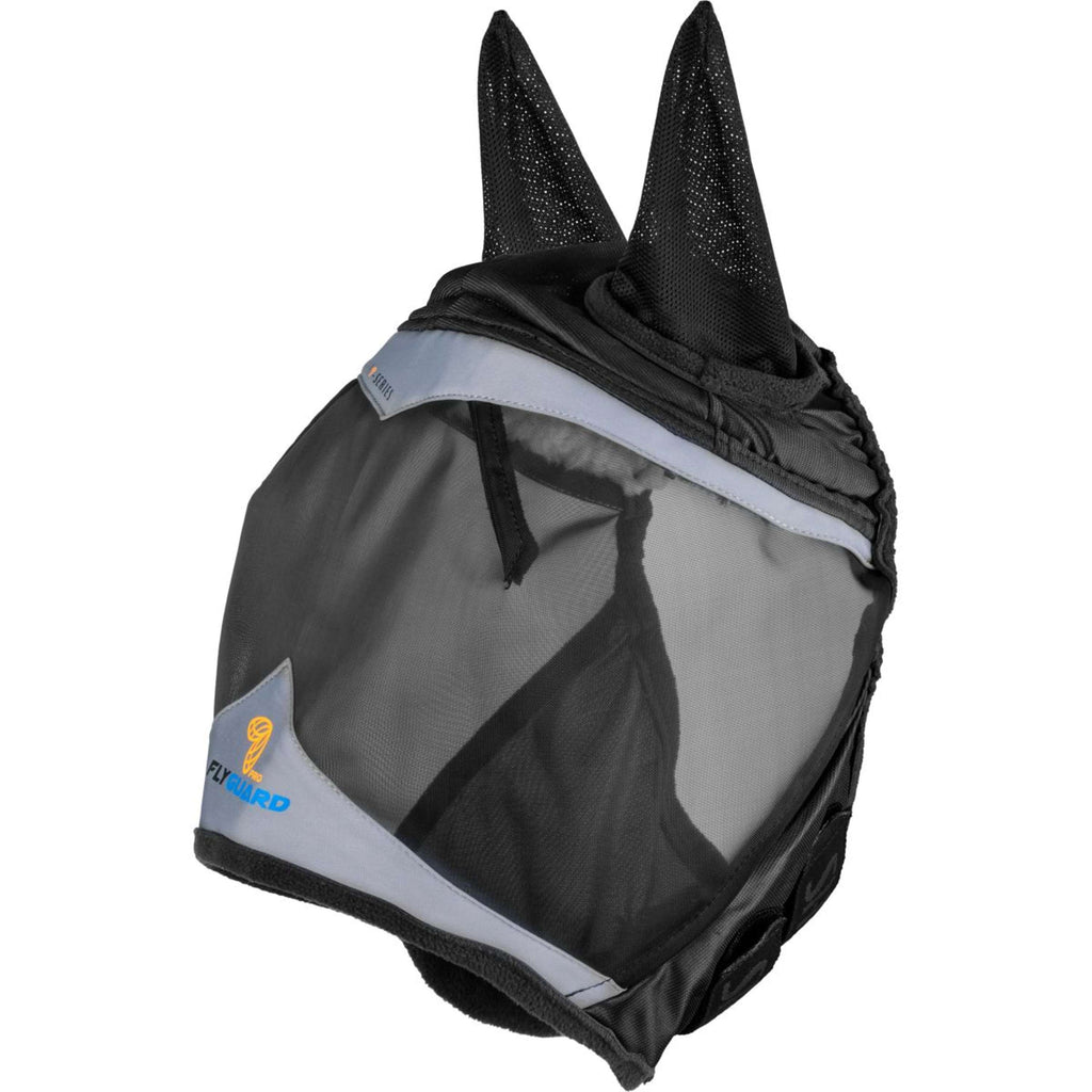 FlyGuard by Shires Maska przeciw muchom Pro Fine Mesh z ochraniaczami uszu, czarna